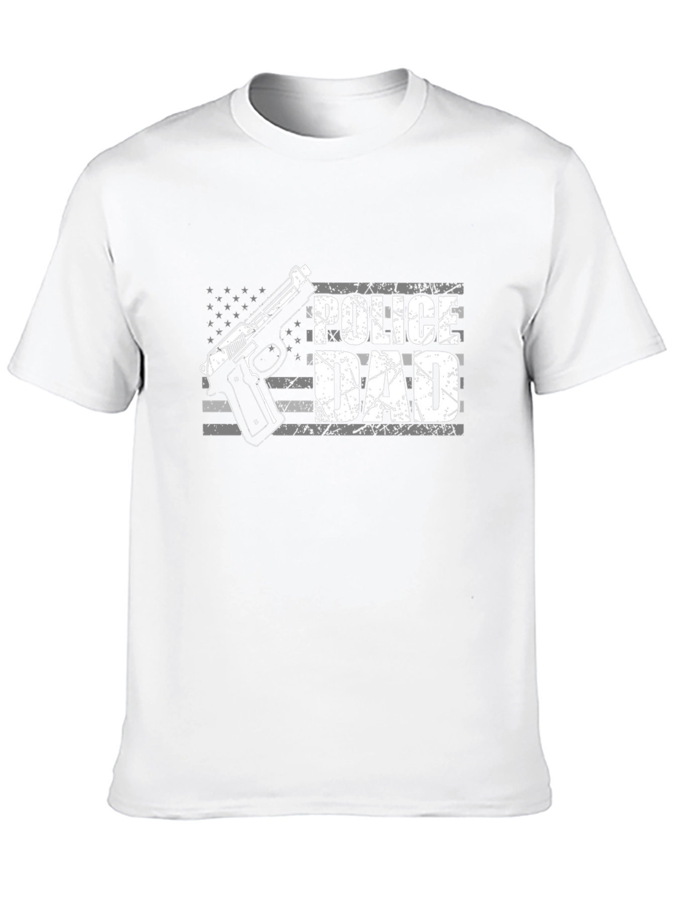 Police Dad T-Shirt - USA Flag Gun Graphic Tee