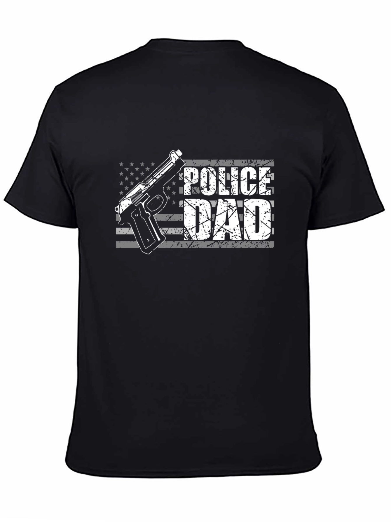 Police Dad T-Shirt - USA Flag Gun Graphic Tee