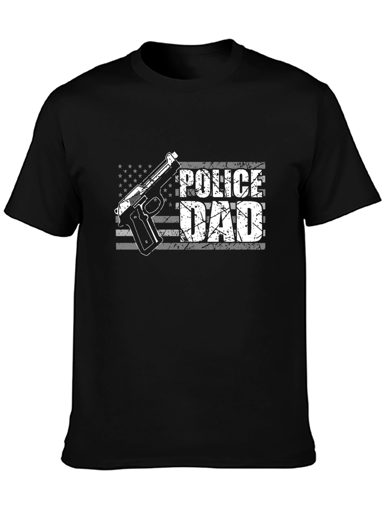 Police Dad T-Shirt - USA Flag Gun Graphic Tee