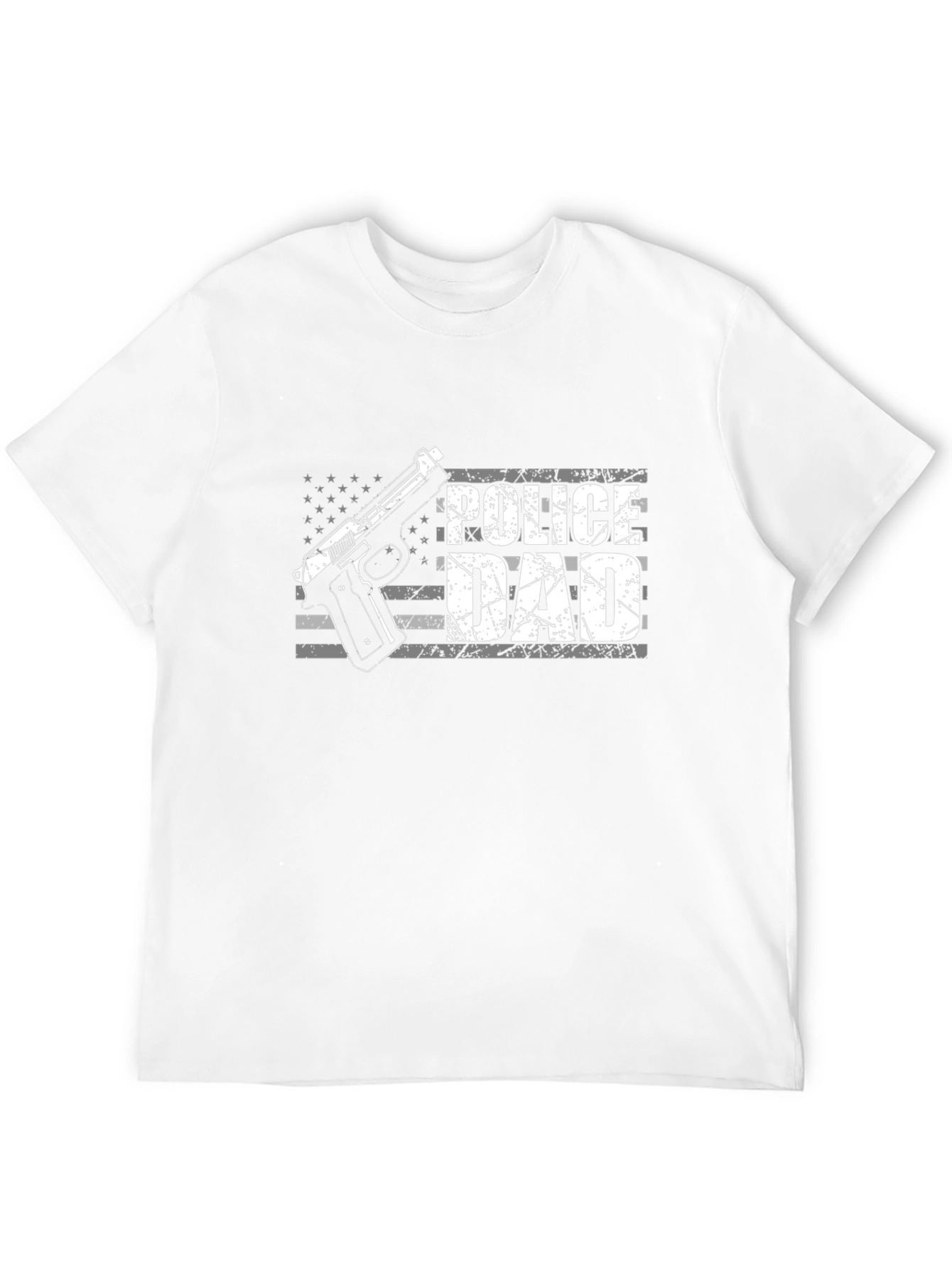 Police Dad T-Shirt - USA Flag Gun Graphic Tee
