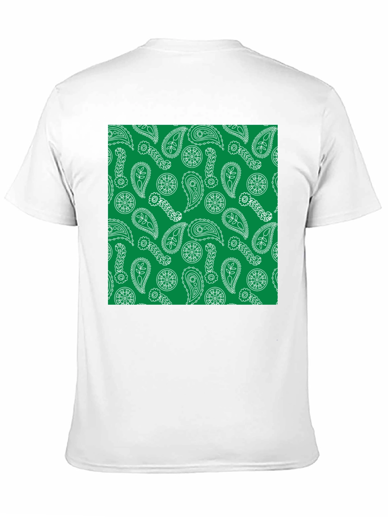Paisley Pattern T-Shirt - Green and White Design