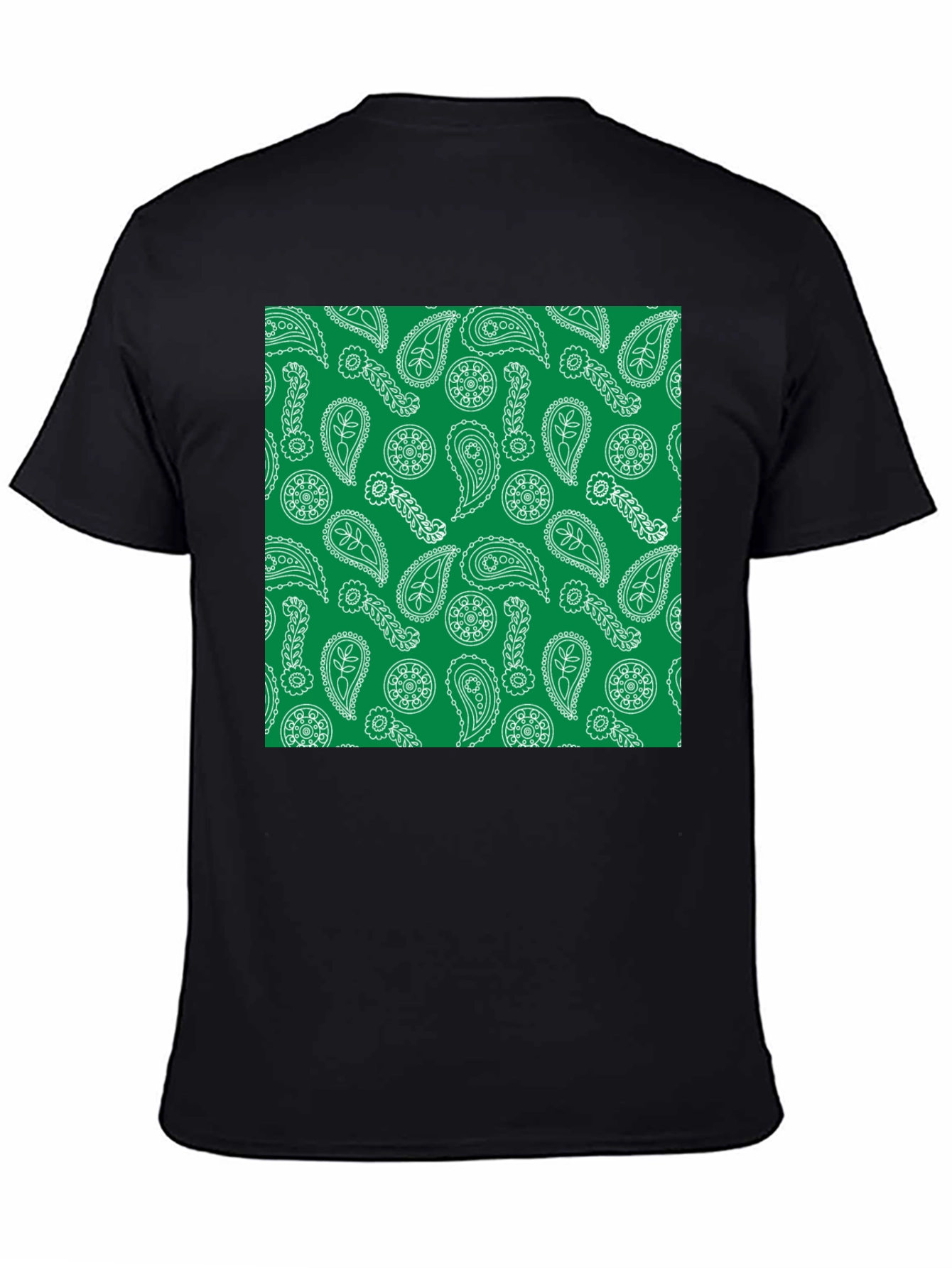 Paisley Pattern T-Shirt - Green and White Design