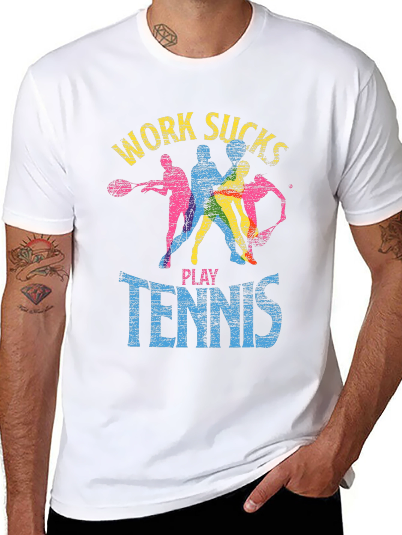 Work Sucks Play Tennis Graphic T-Shirt
