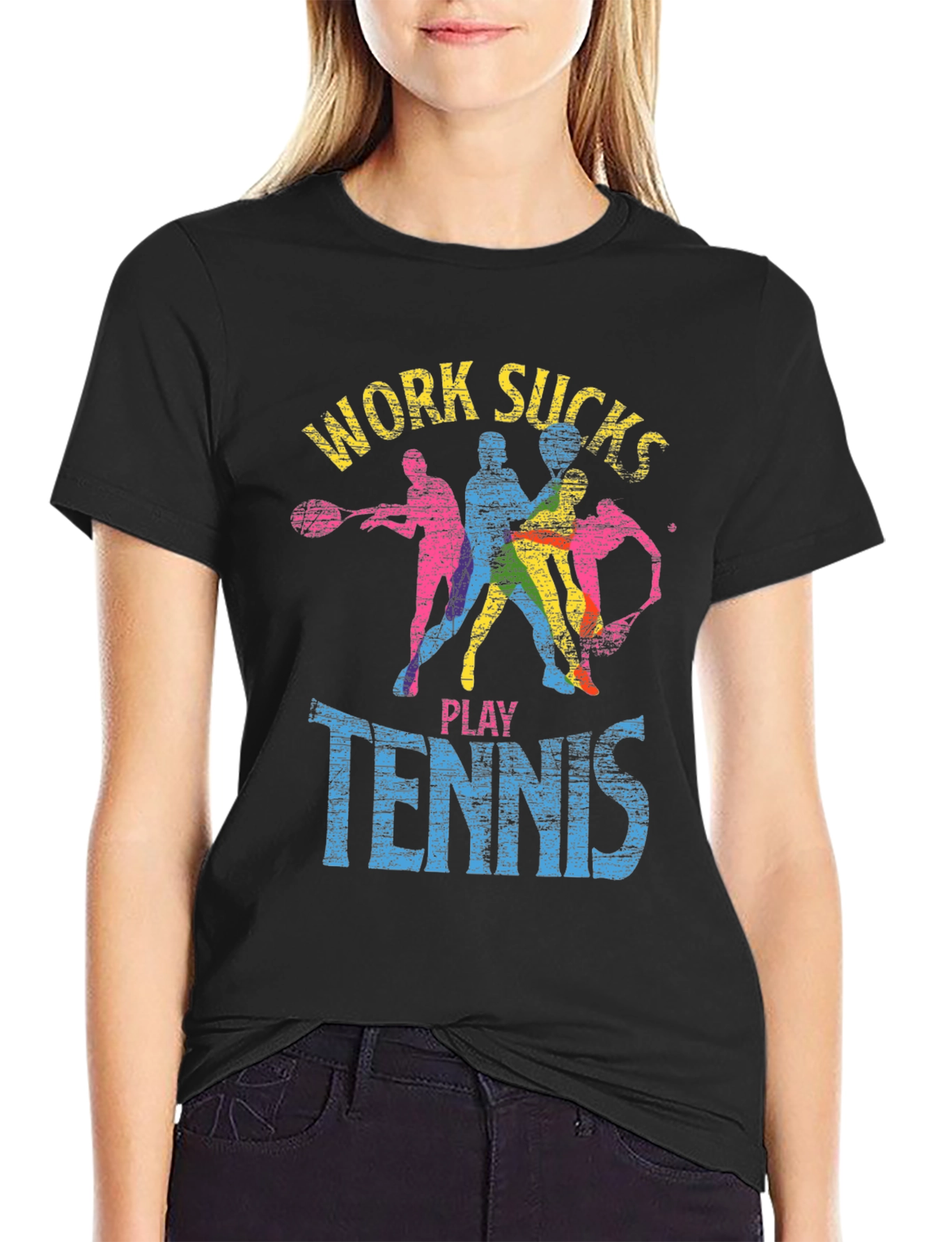 Work Sucks Play Tennis Graphic T-Shirt