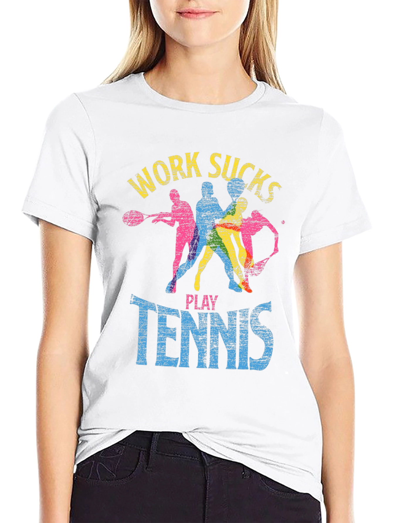 Work Sucks Play Tennis Graphic T-Shirt