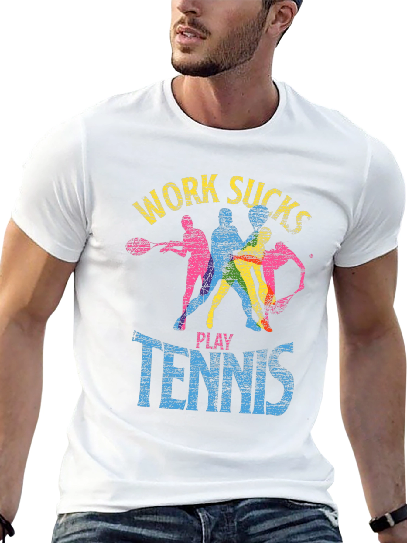 Work Sucks Play Tennis Graphic T-Shirt