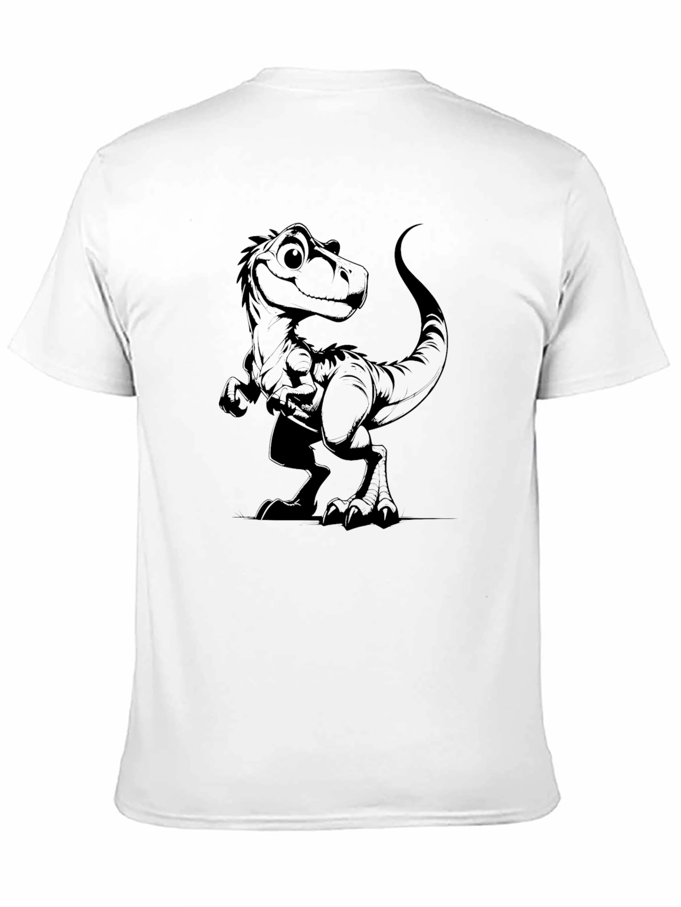 Black T-Shirt with Cartoon Dinosaur Graphic