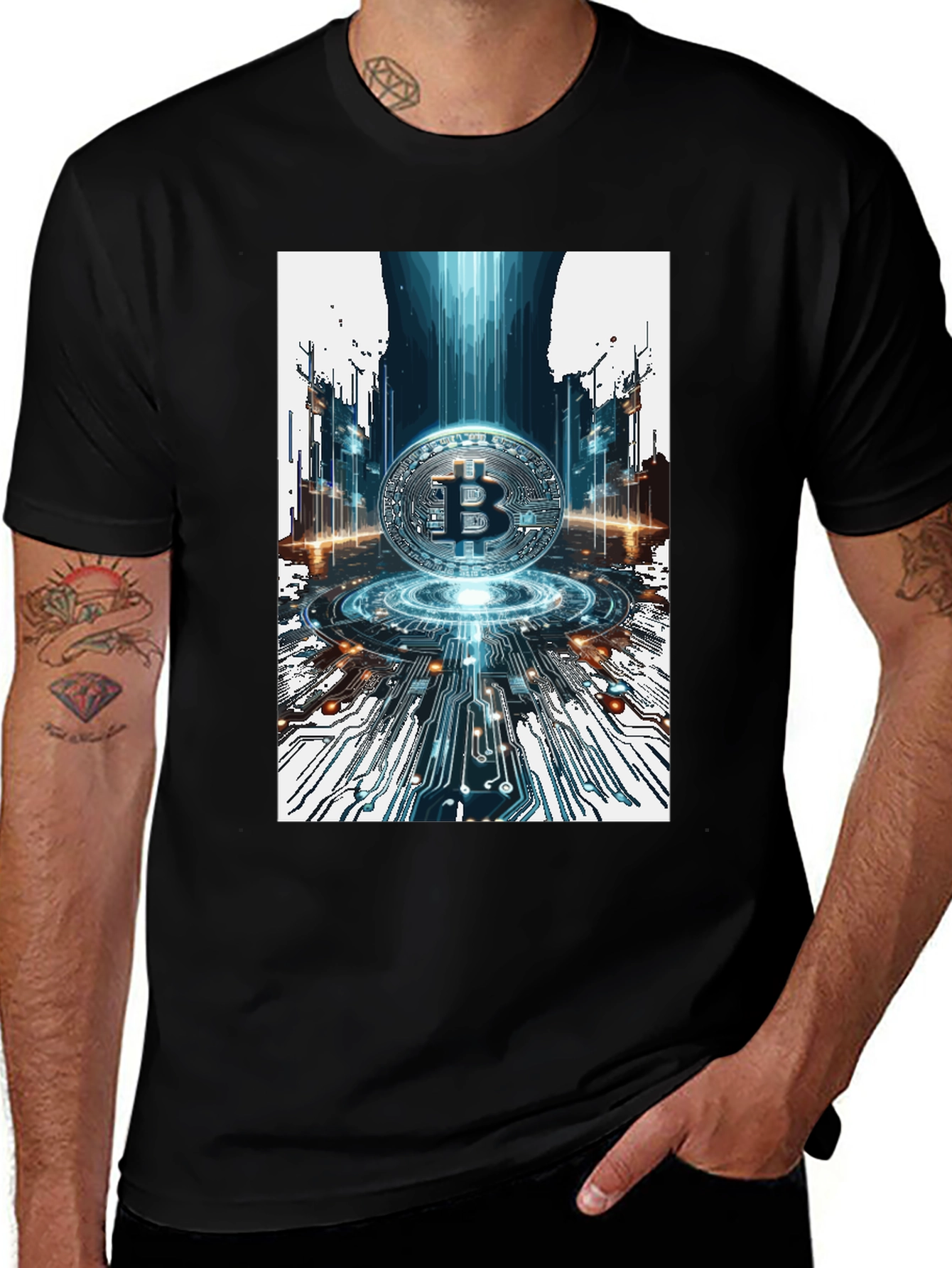 Bitcoin Circuit Board Black T-Shirt