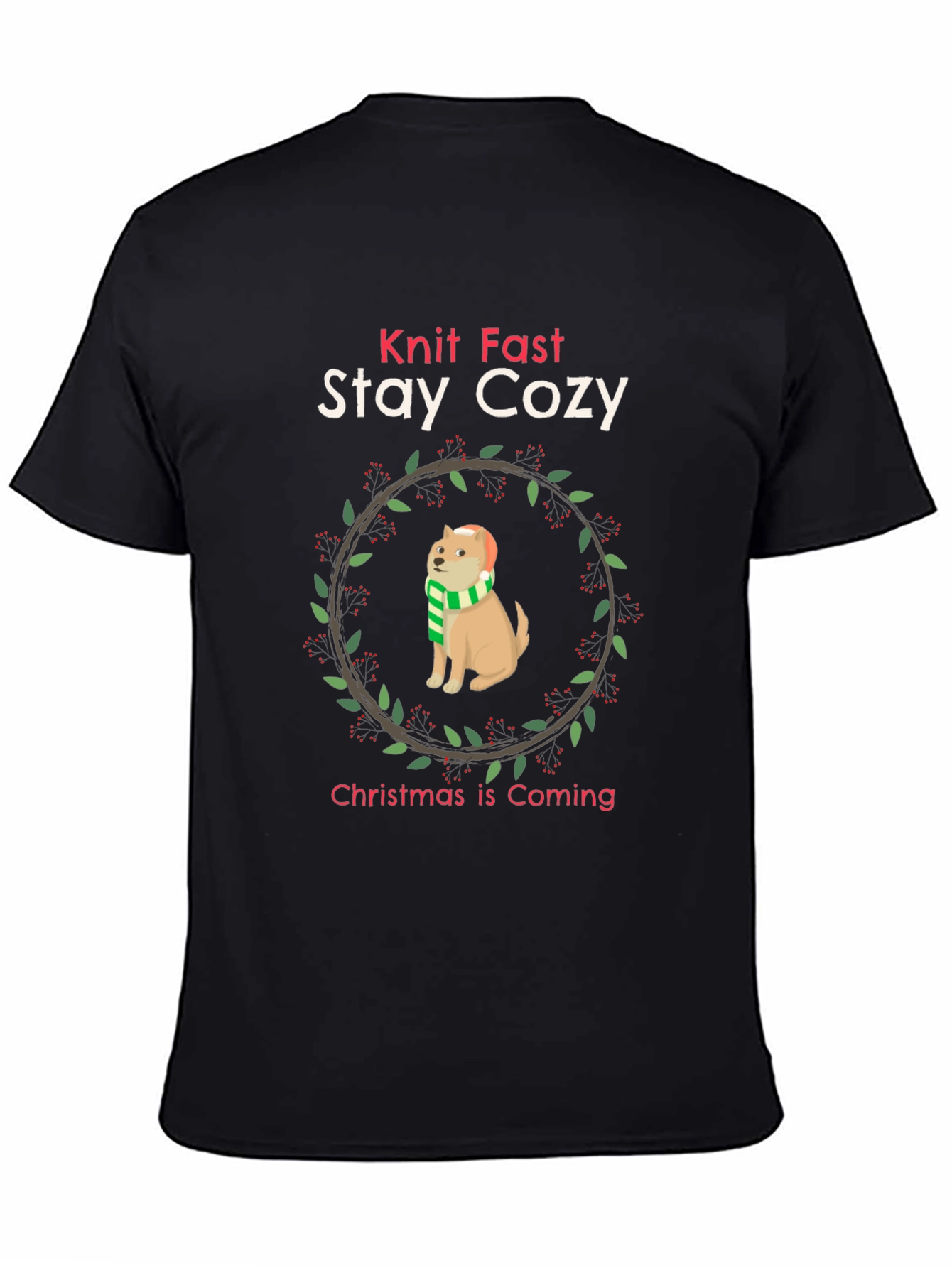 Knit Fast Stay Cozy Christmas Dog T-Shirt