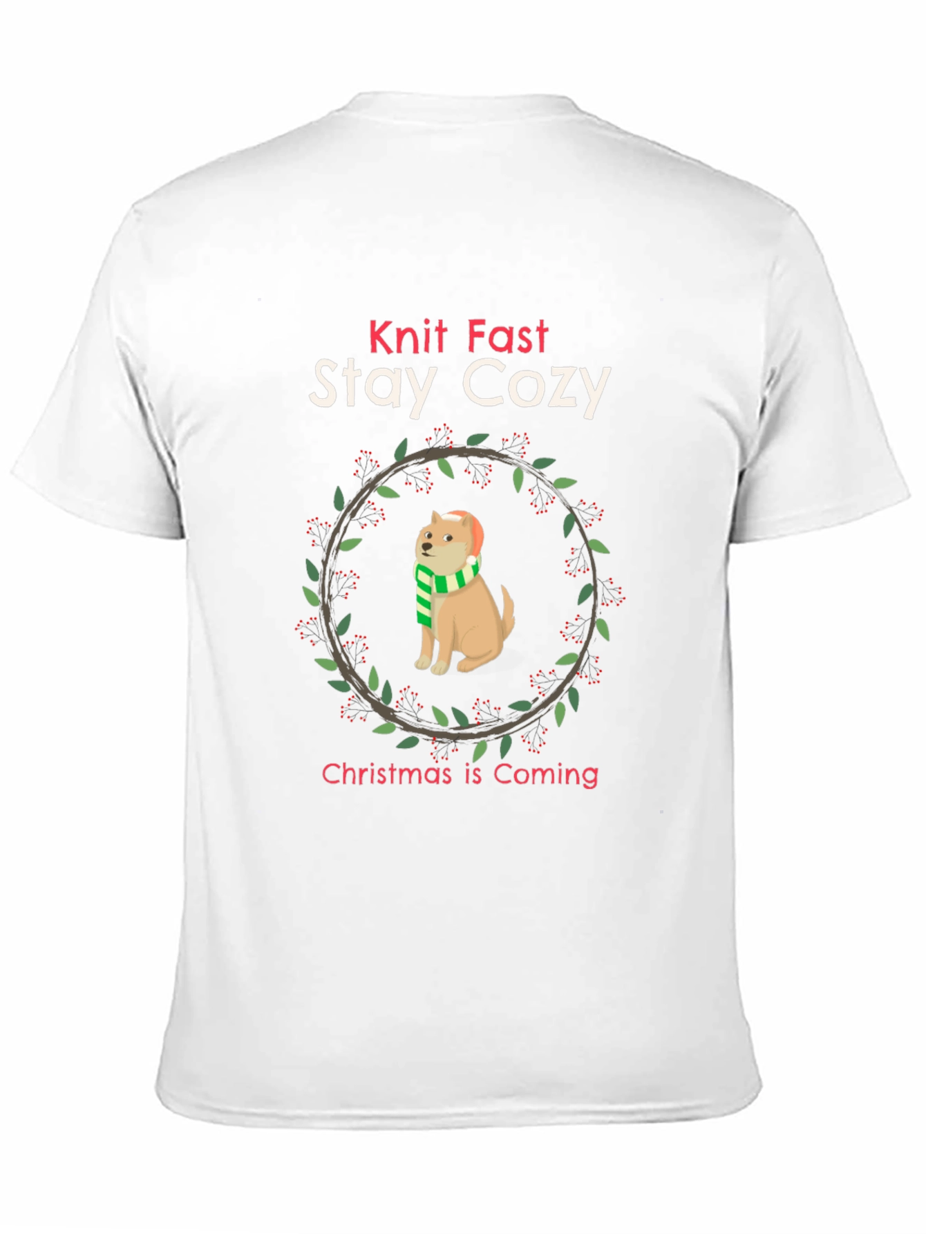 Knit Fast Stay Cozy Christmas Dog T-Shirt