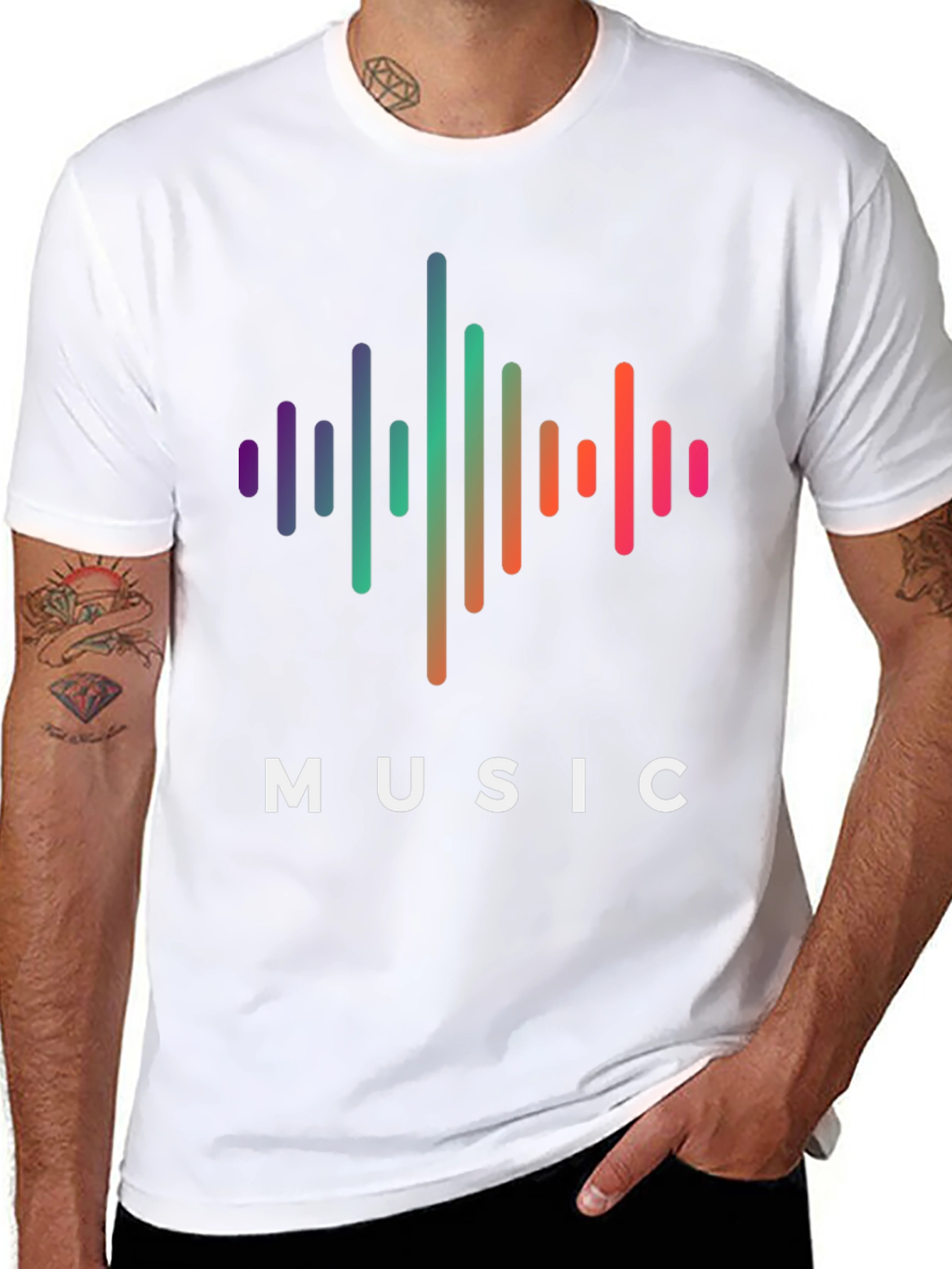 Music Wave Graphic Tee - Black Cotton T-Shirt