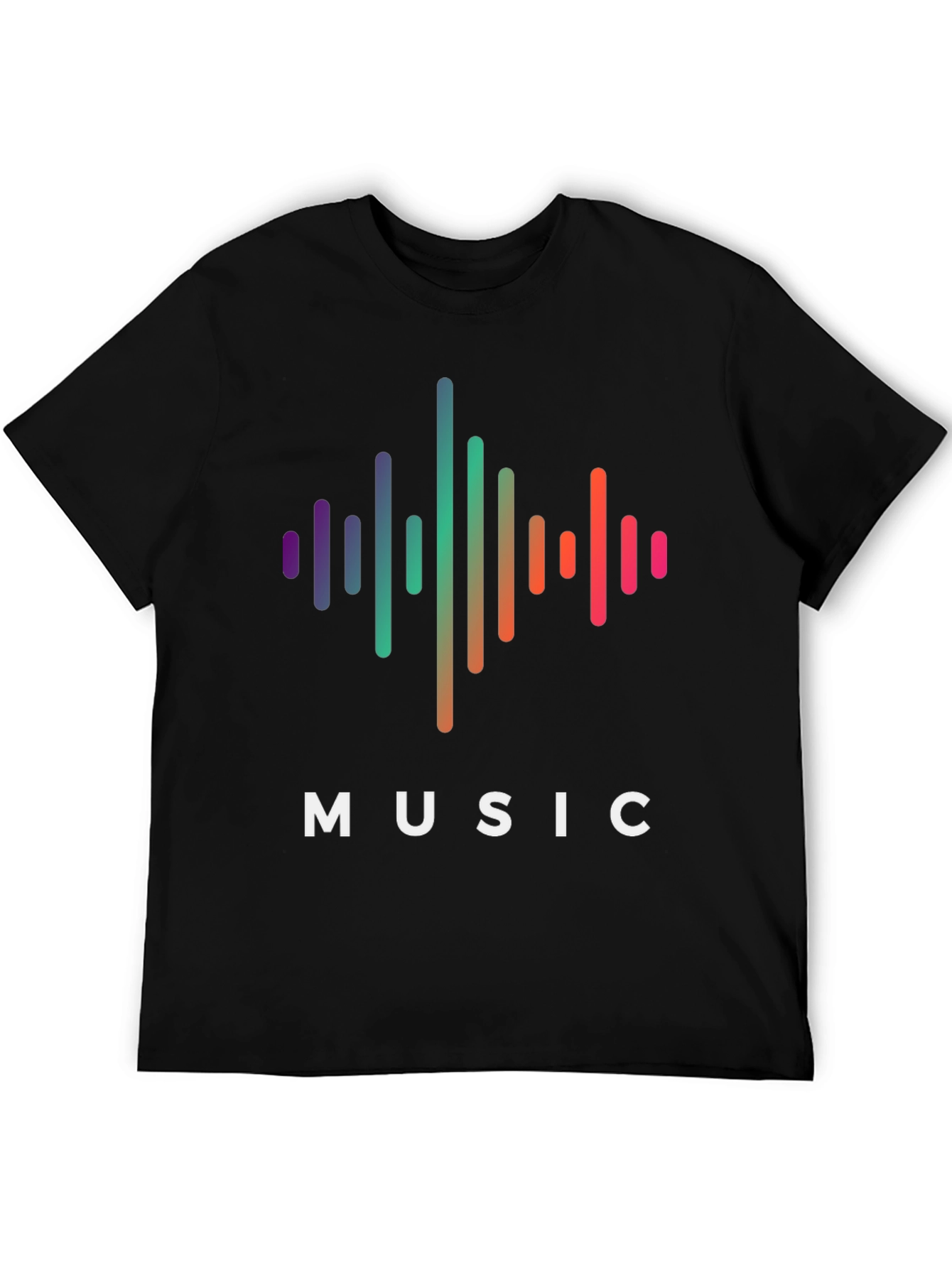 Music Wave Graphic Tee - Black Cotton T-Shirt