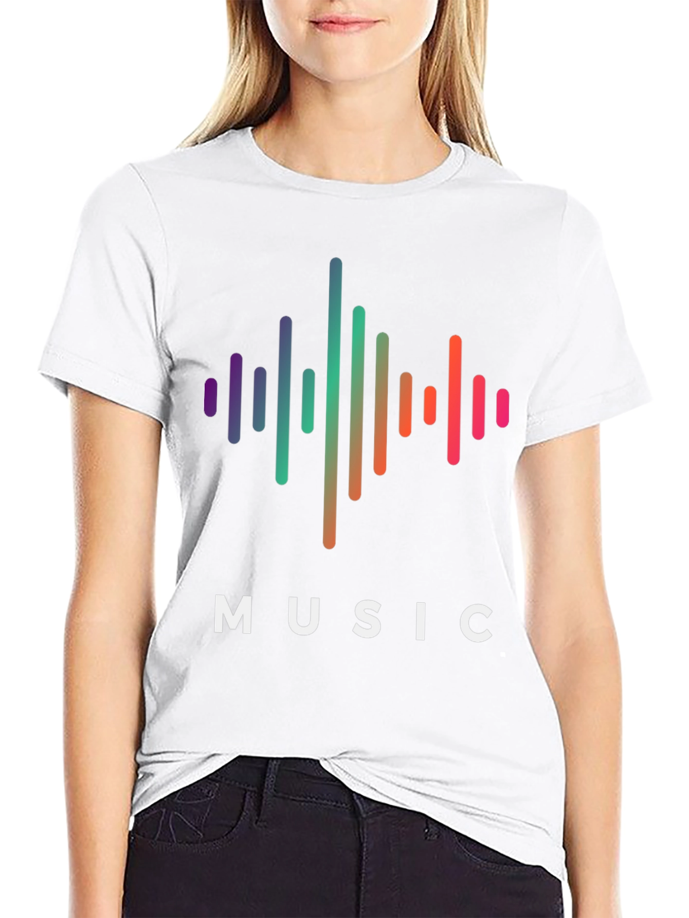 Music Wave Graphic Tee - Black Cotton T-Shirt