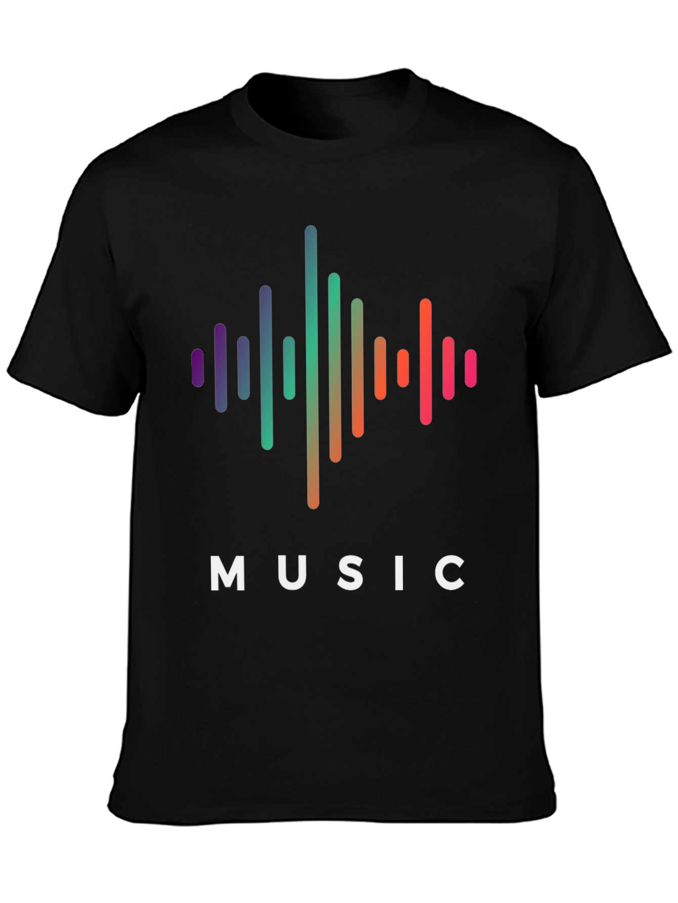 Music Wave Graphic Tee - Black Cotton T-Shirt