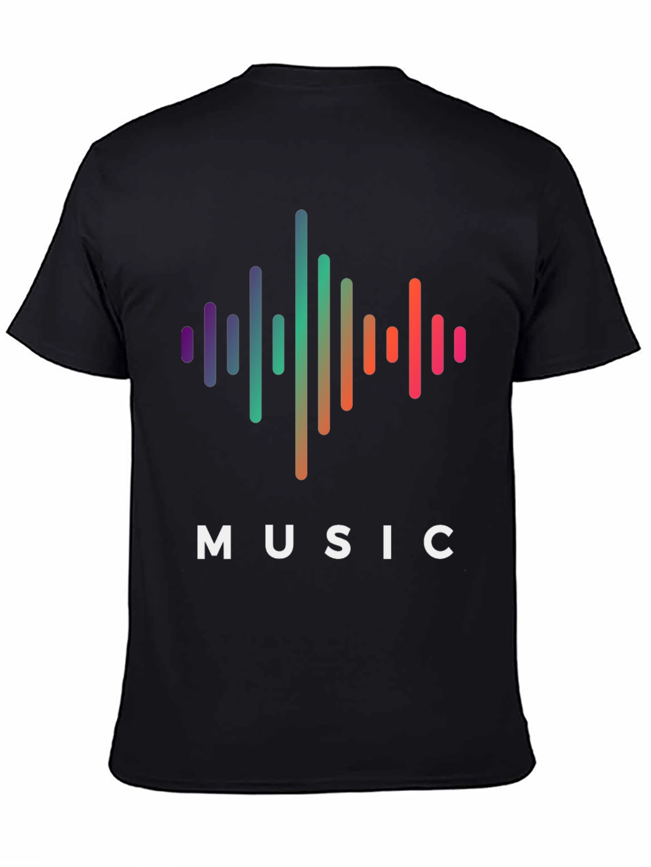 Music Wave Graphic Tee - Black Cotton T-Shirt