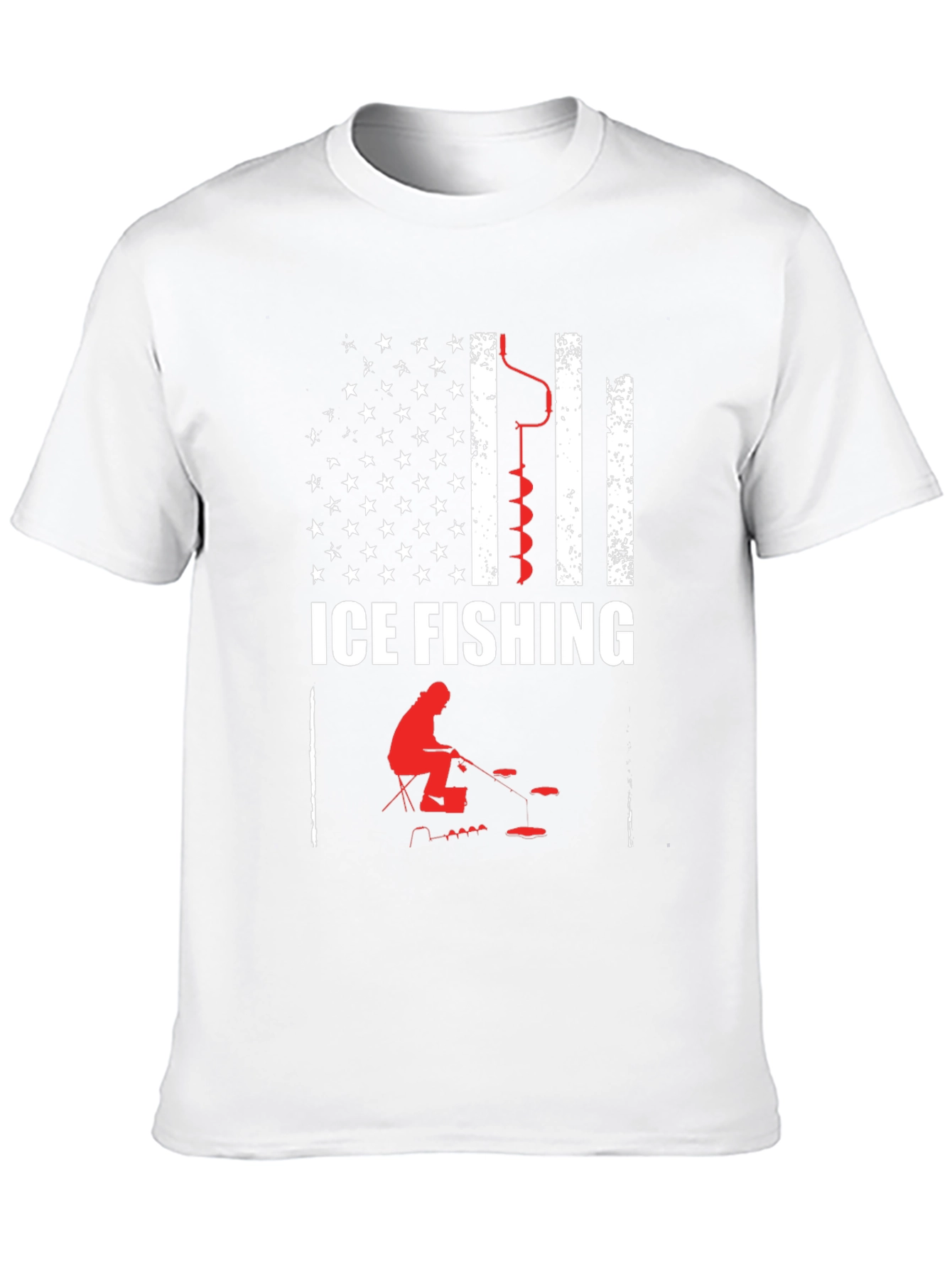 Ice Fishing American Flag Graphic T-Shirt