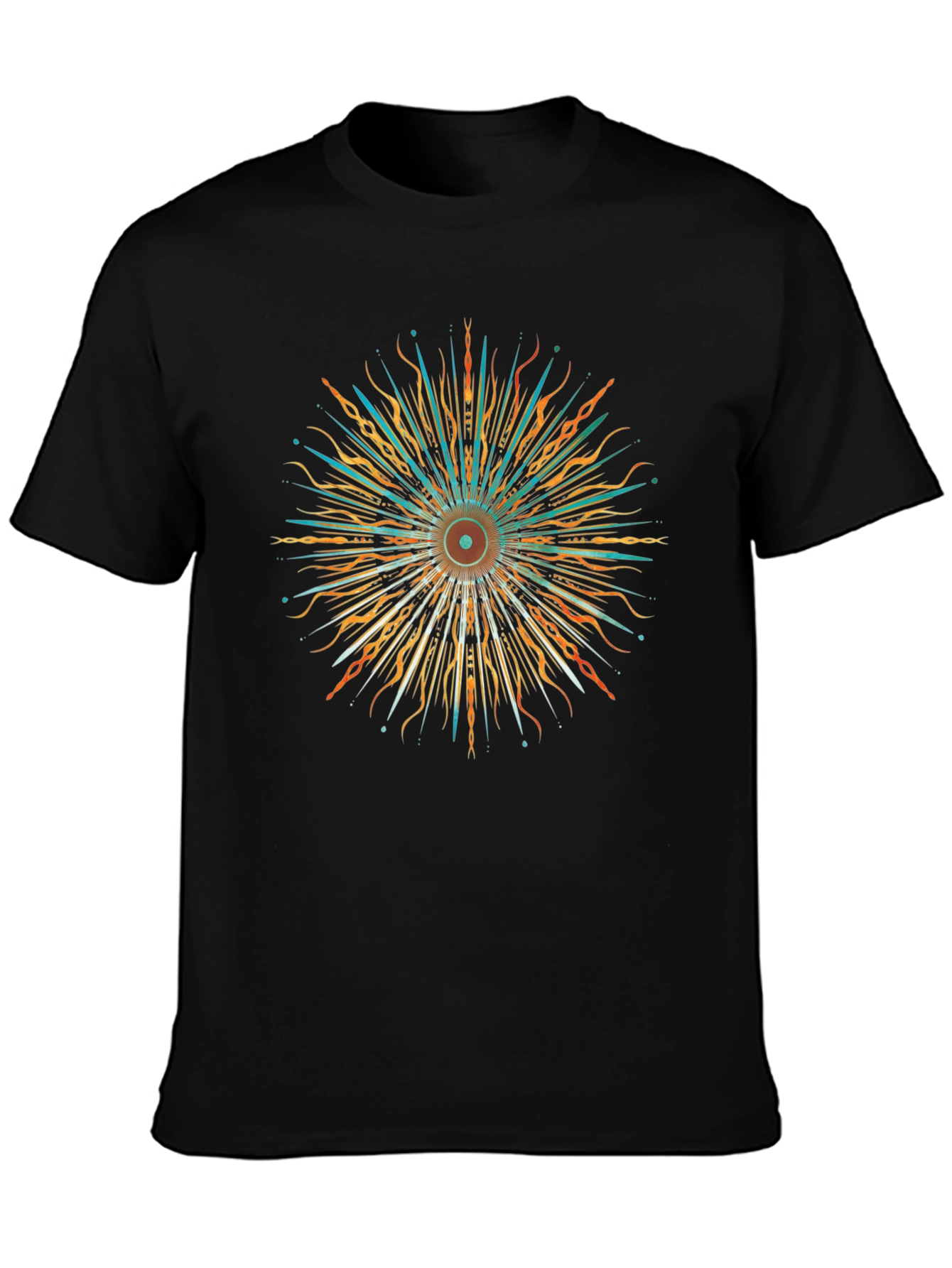 Abstract Sunburst Graphic Black T-Shirt