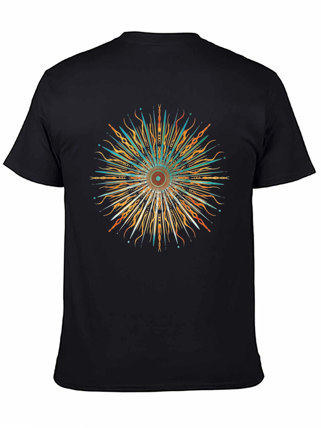 Abstract Sunburst Graphic Black T-Shirt