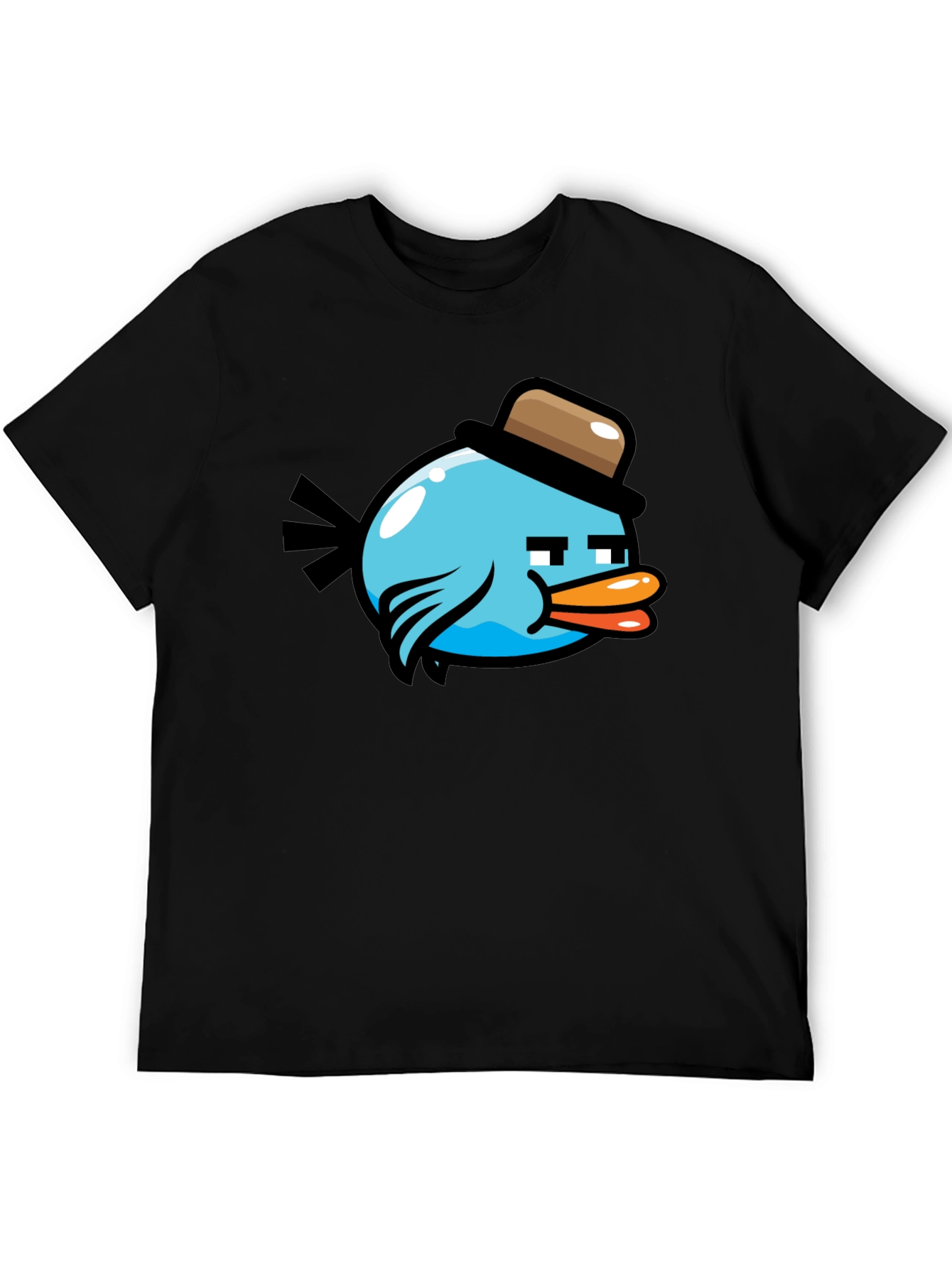 Cartoon Bird Graphic T-Shirt - Mens Black Tee