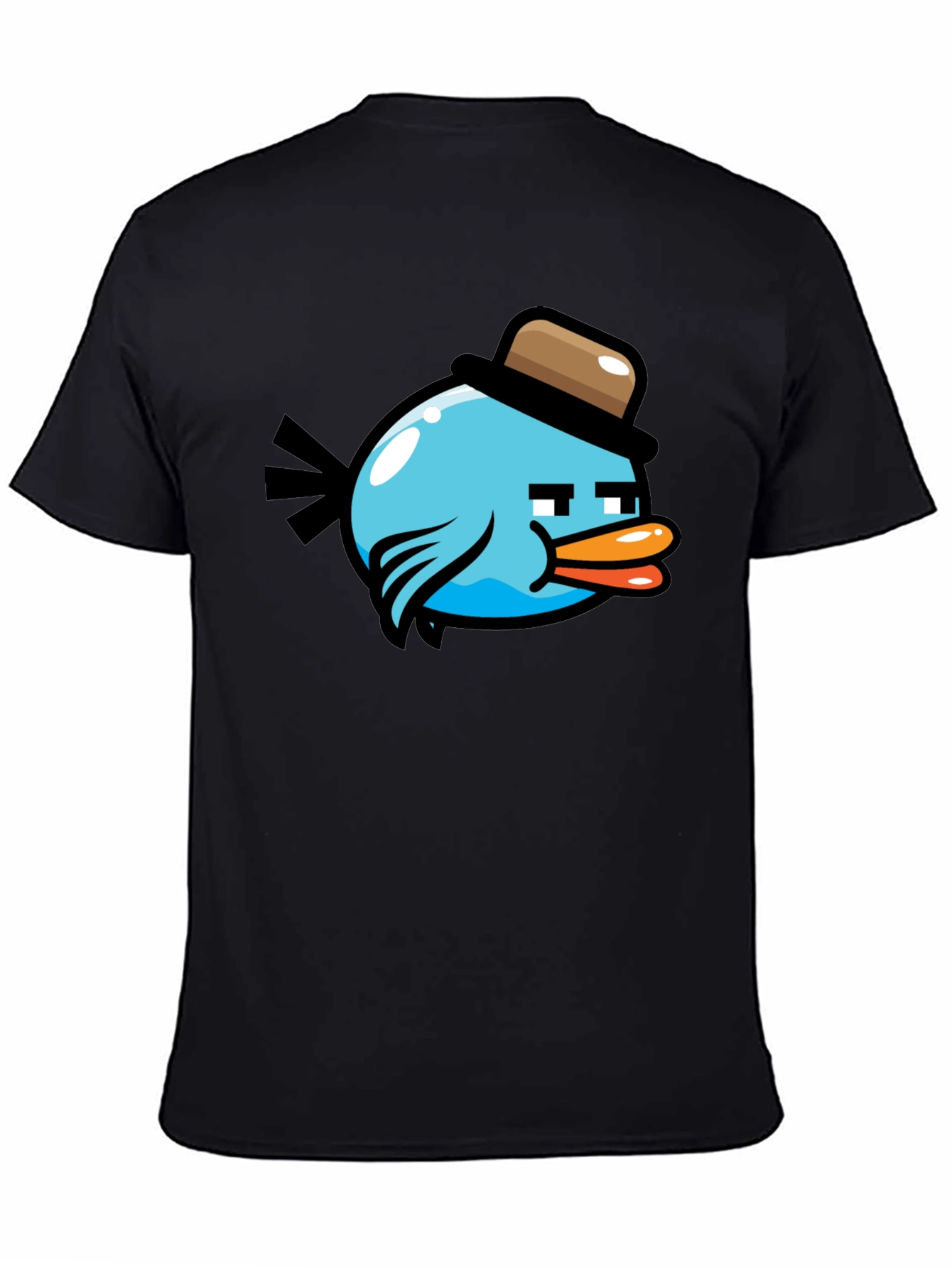 Cartoon Bird Graphic T-Shirt - Mens Black Tee