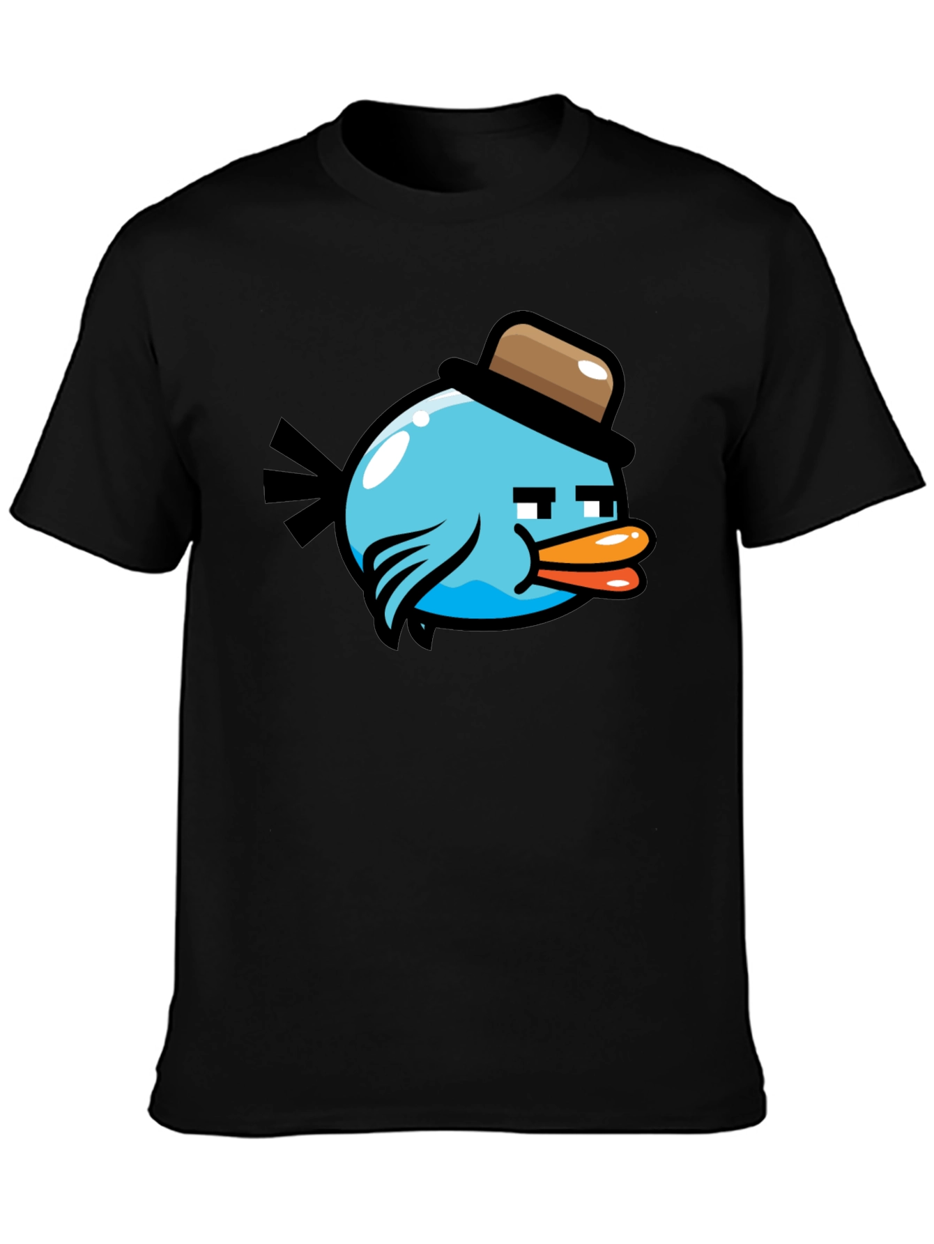 Cartoon Bird Graphic T-Shirt - Mens Black Tee