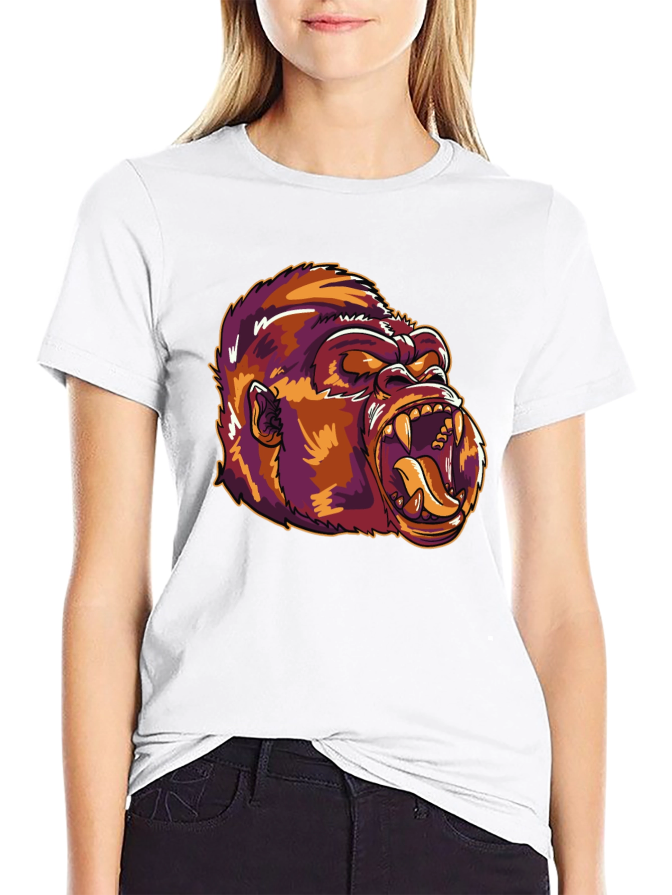 Graphic Gorilla Tee - Black Cotton T-Shirt