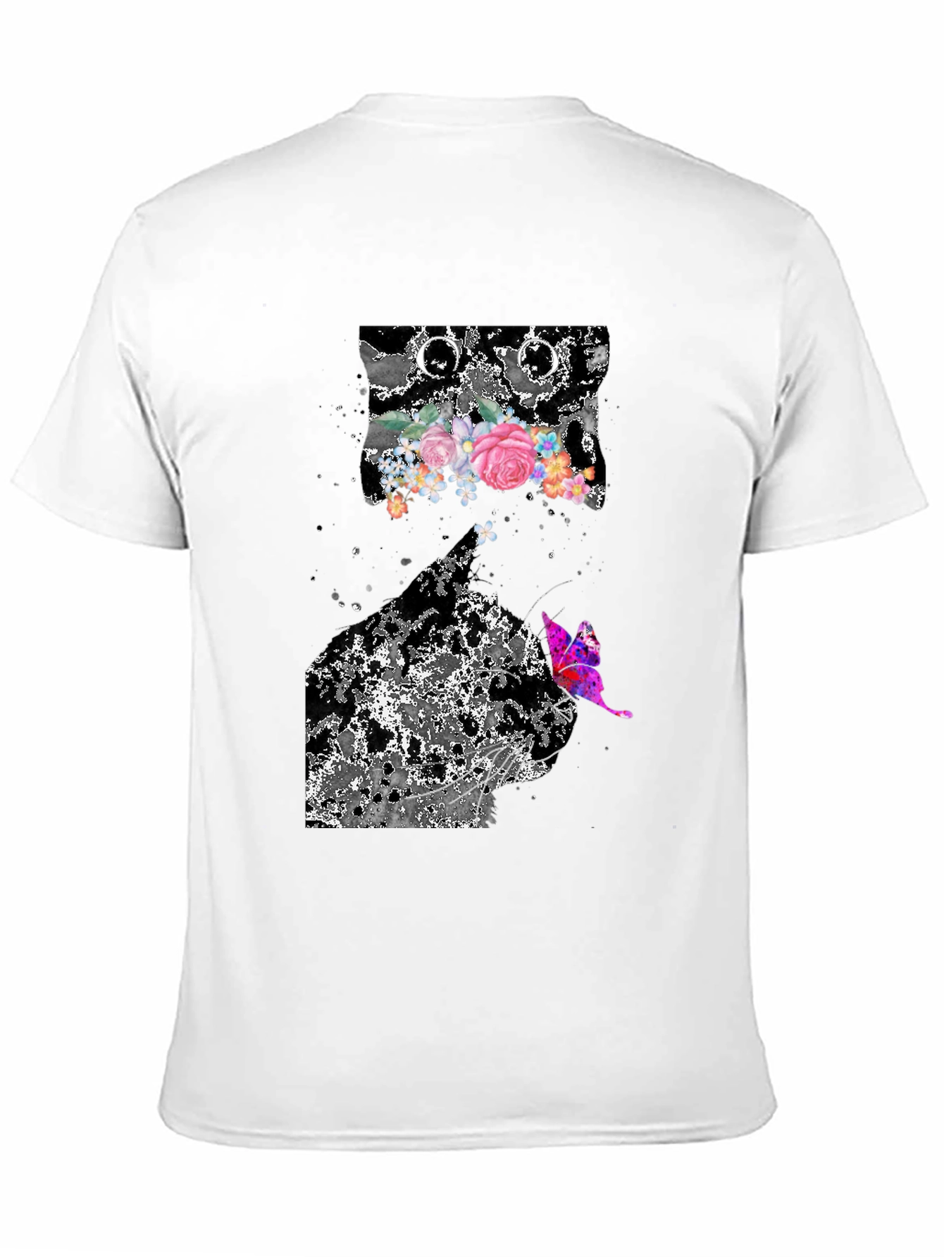 Floral Butterfly Graphic Print Black T-Shirt