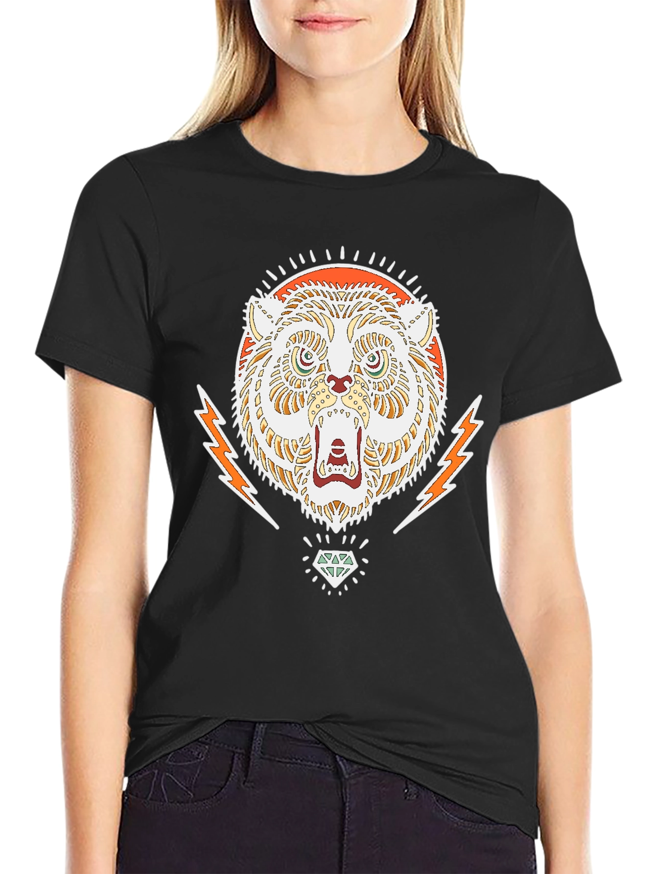 Cool Graphic Tee - Tiger & Diamond Design
