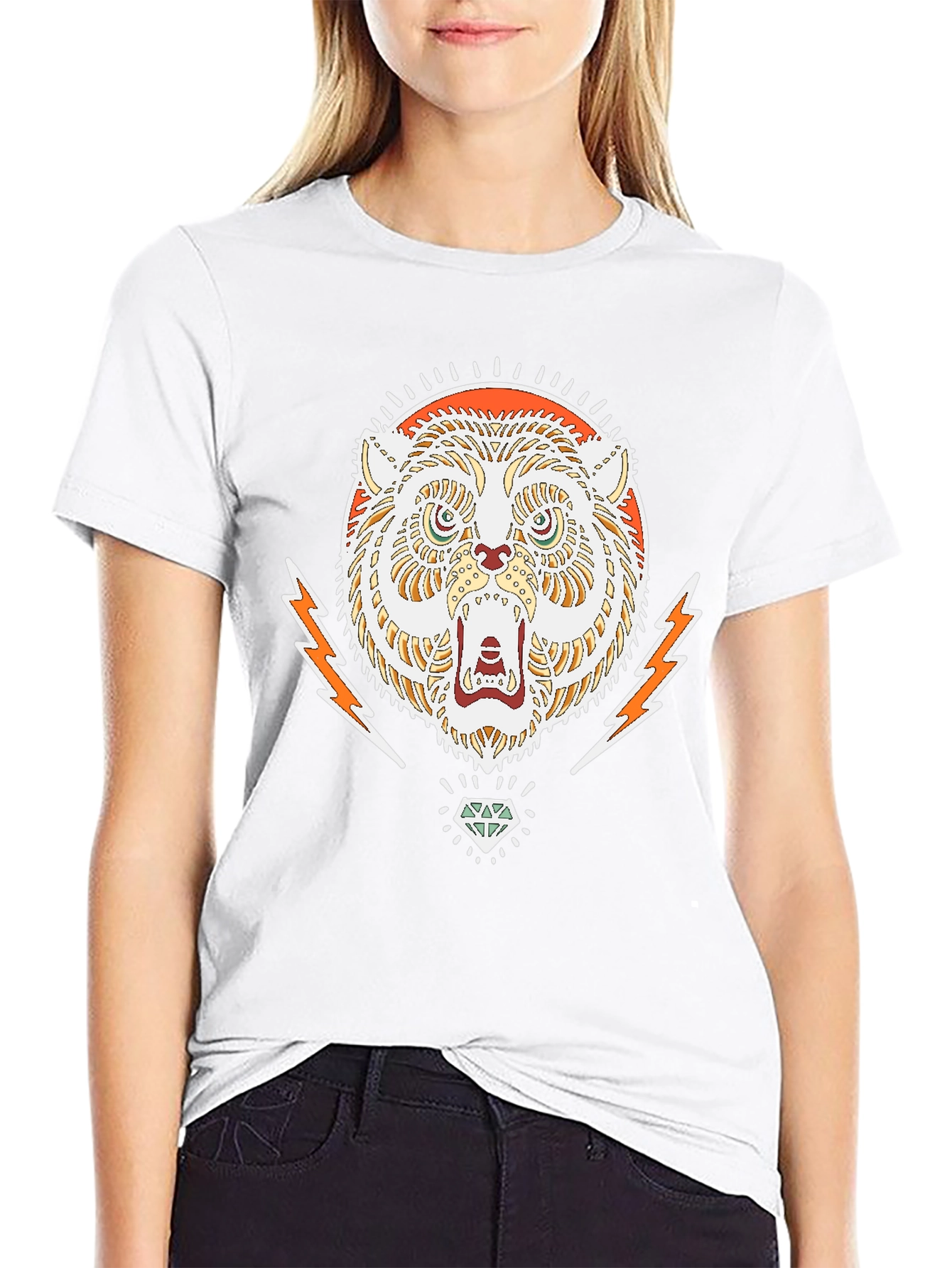 Cool Graphic Tee - Tiger & Diamond Design