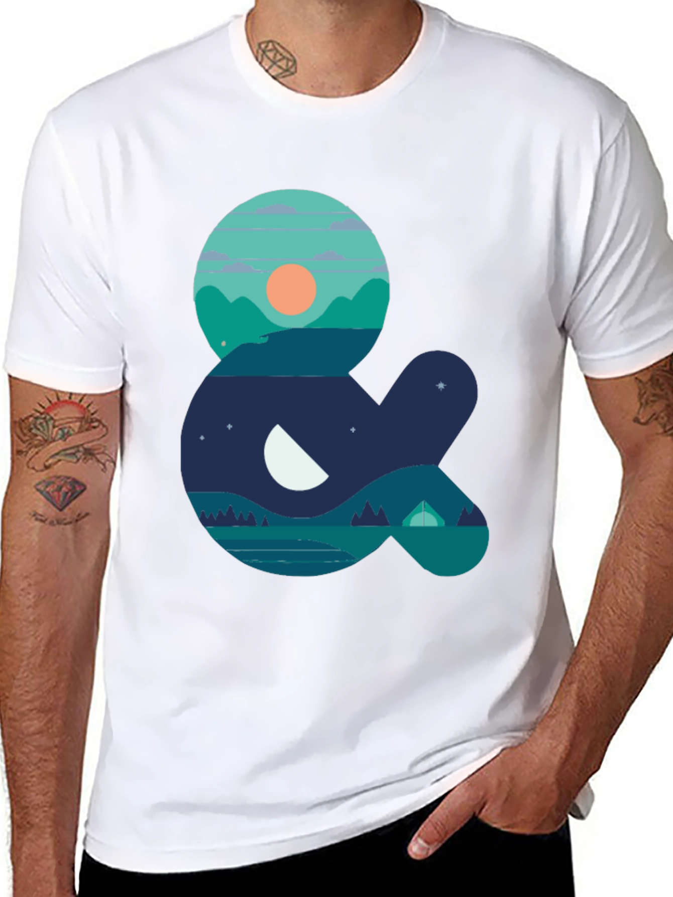 Nature & Camping Graphic T-Shirt - Black