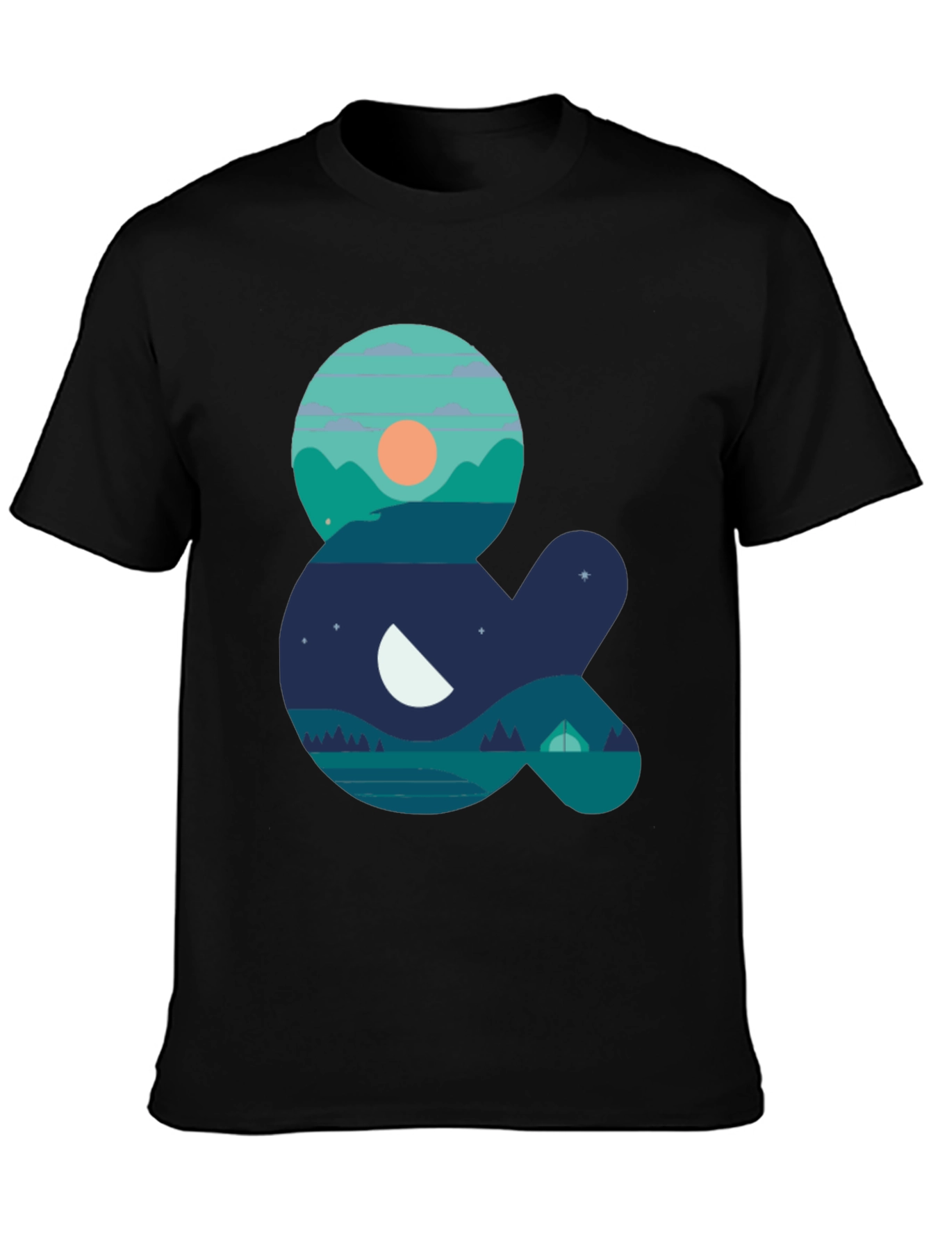 Nature & Camping Graphic T-Shirt - Black
