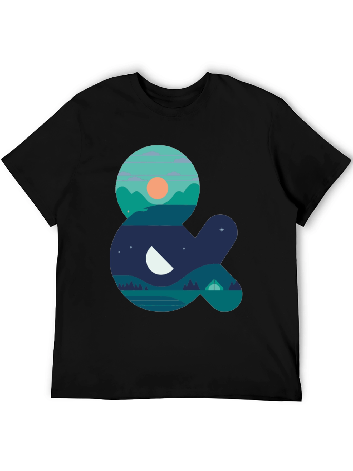 Nature & Camping Graphic T-Shirt - Black