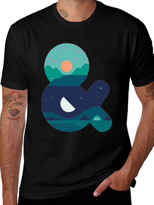 Nature & Camping Graphic T-Shirt - Black