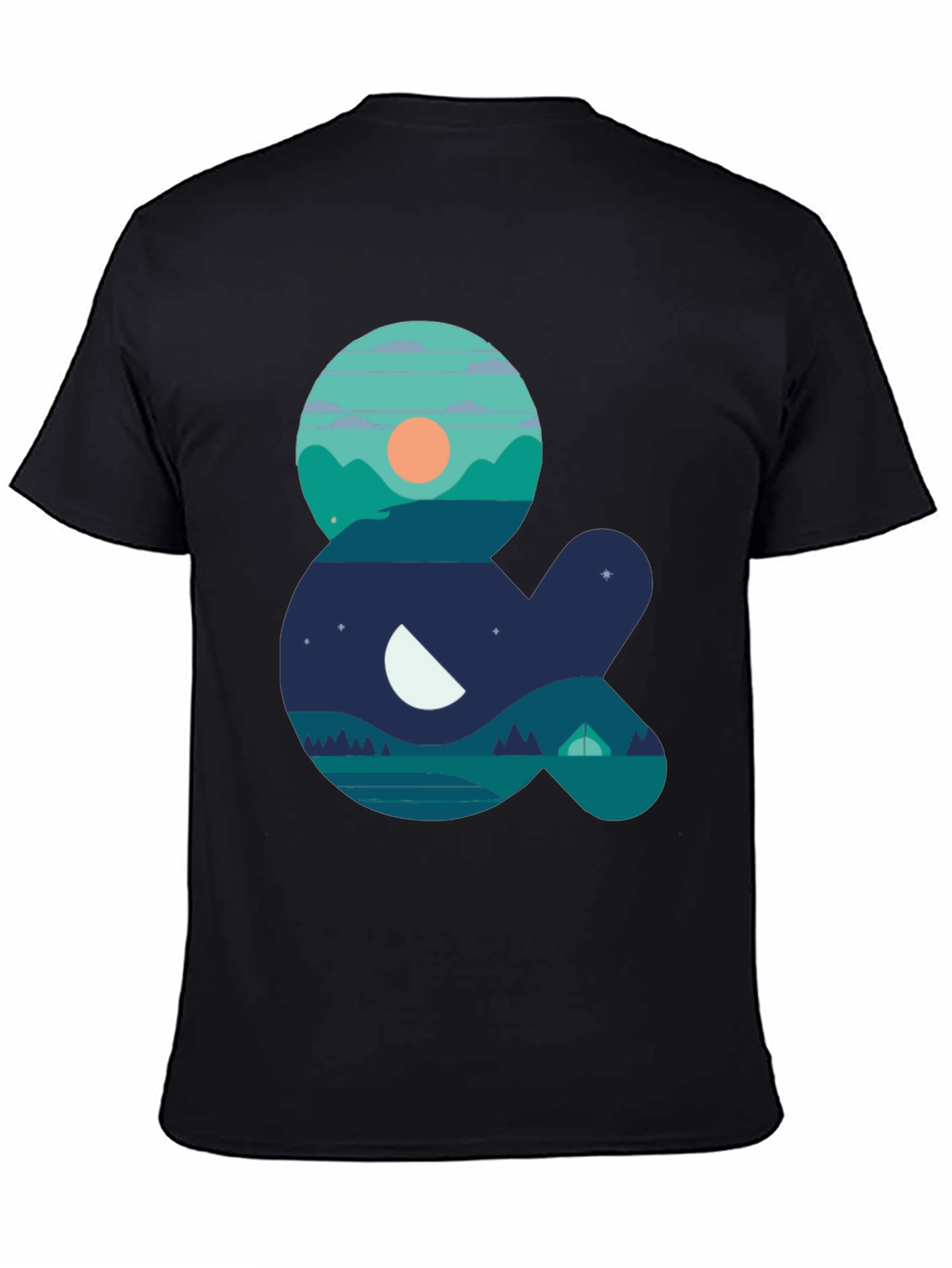 Nature & Camping Graphic T-Shirt - Black
