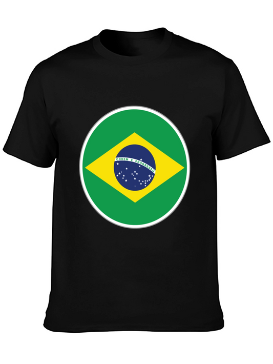 Brazil Flag Graphic T-Shirt - Black Cotton Tee