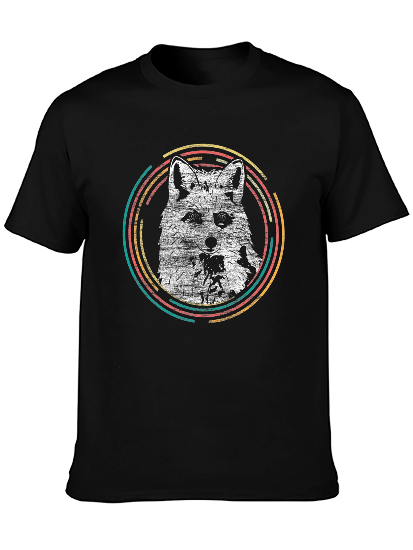 Retro Fox Graphic Tee - Mens Black T-Shirt