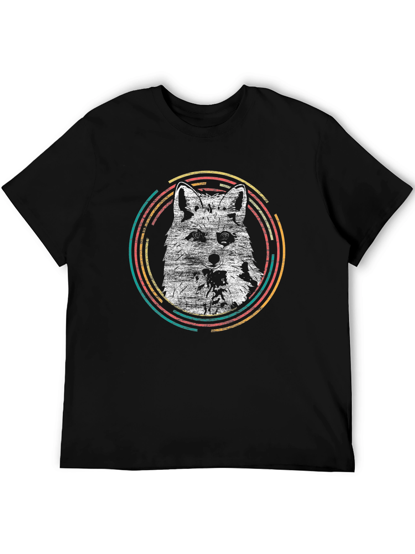 Retro Fox Graphic Tee - Mens Black T-Shirt