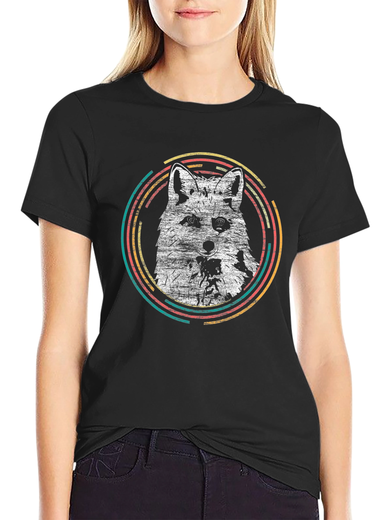 Retro Fox Graphic Tee - Mens Black T-Shirt