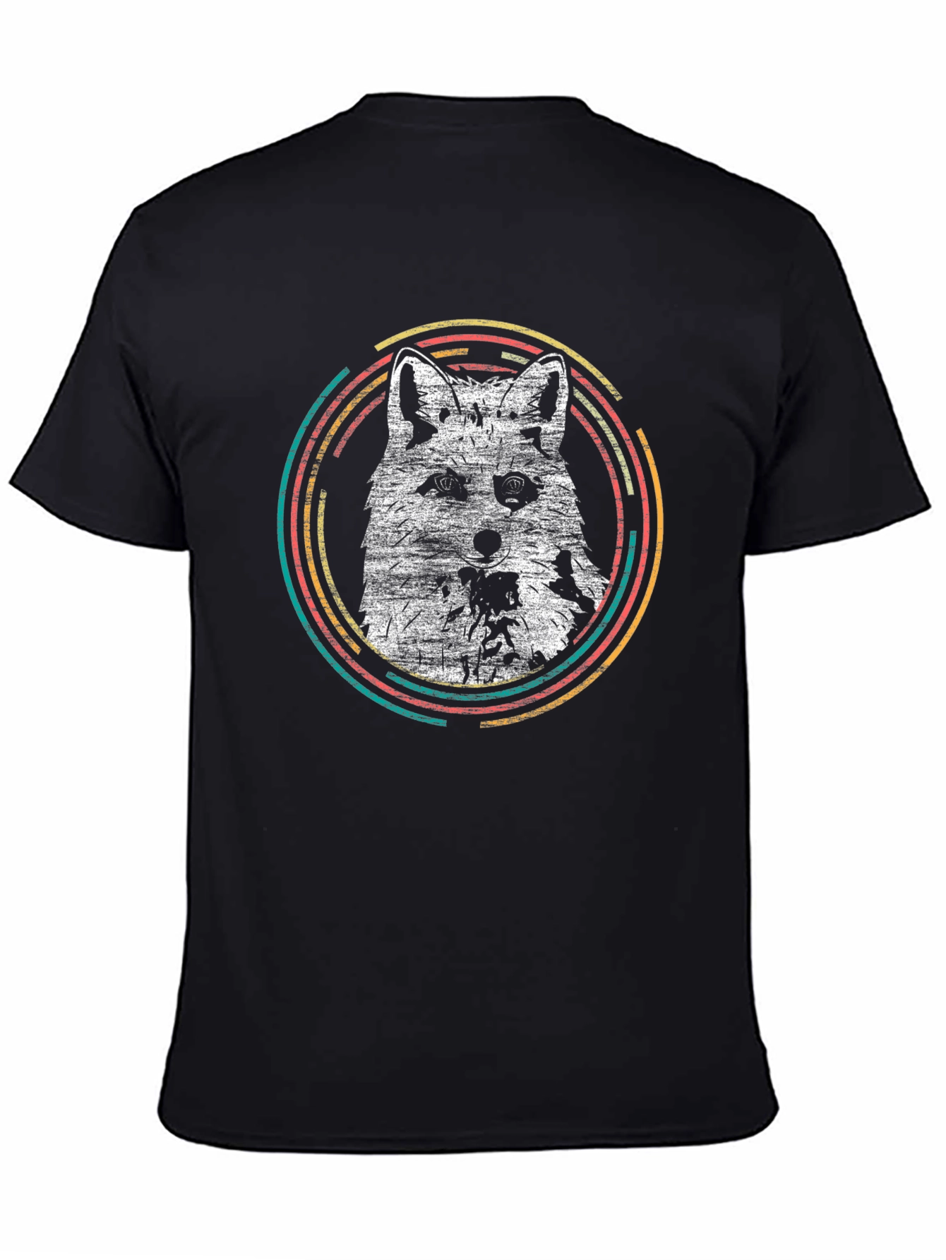 Retro Fox Graphic Tee - Mens Black T-Shirt