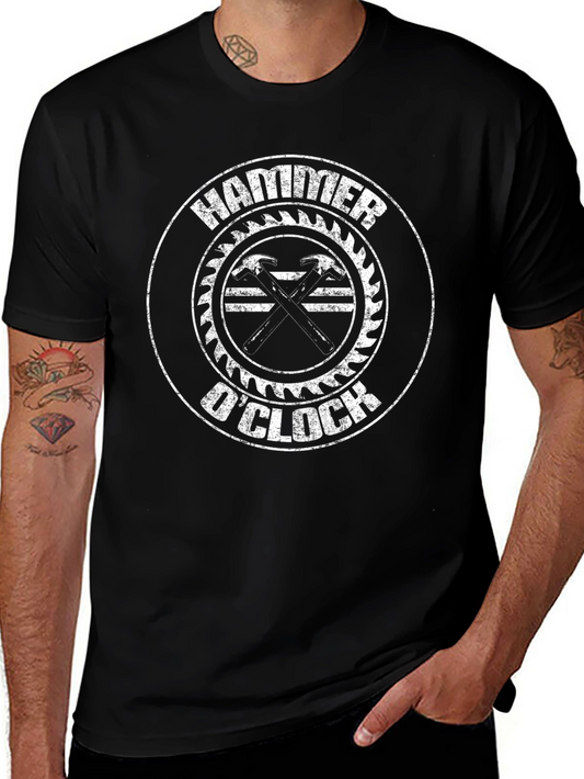 Hammer OClock Graphic T-Shirt - Black Crew Neck Tee