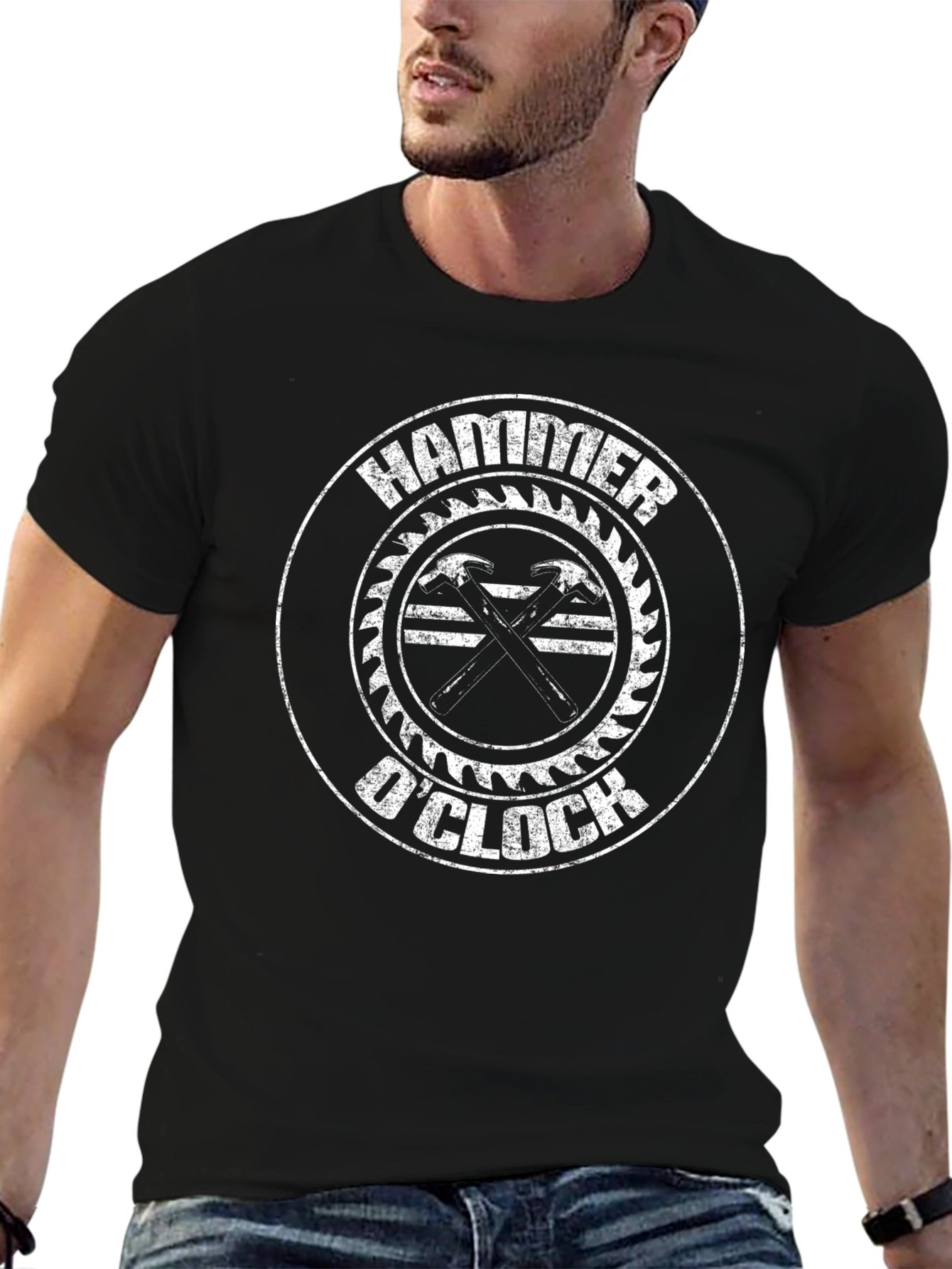 Hammer OClock Graphic T-Shirt - Black Crew Neck Tee