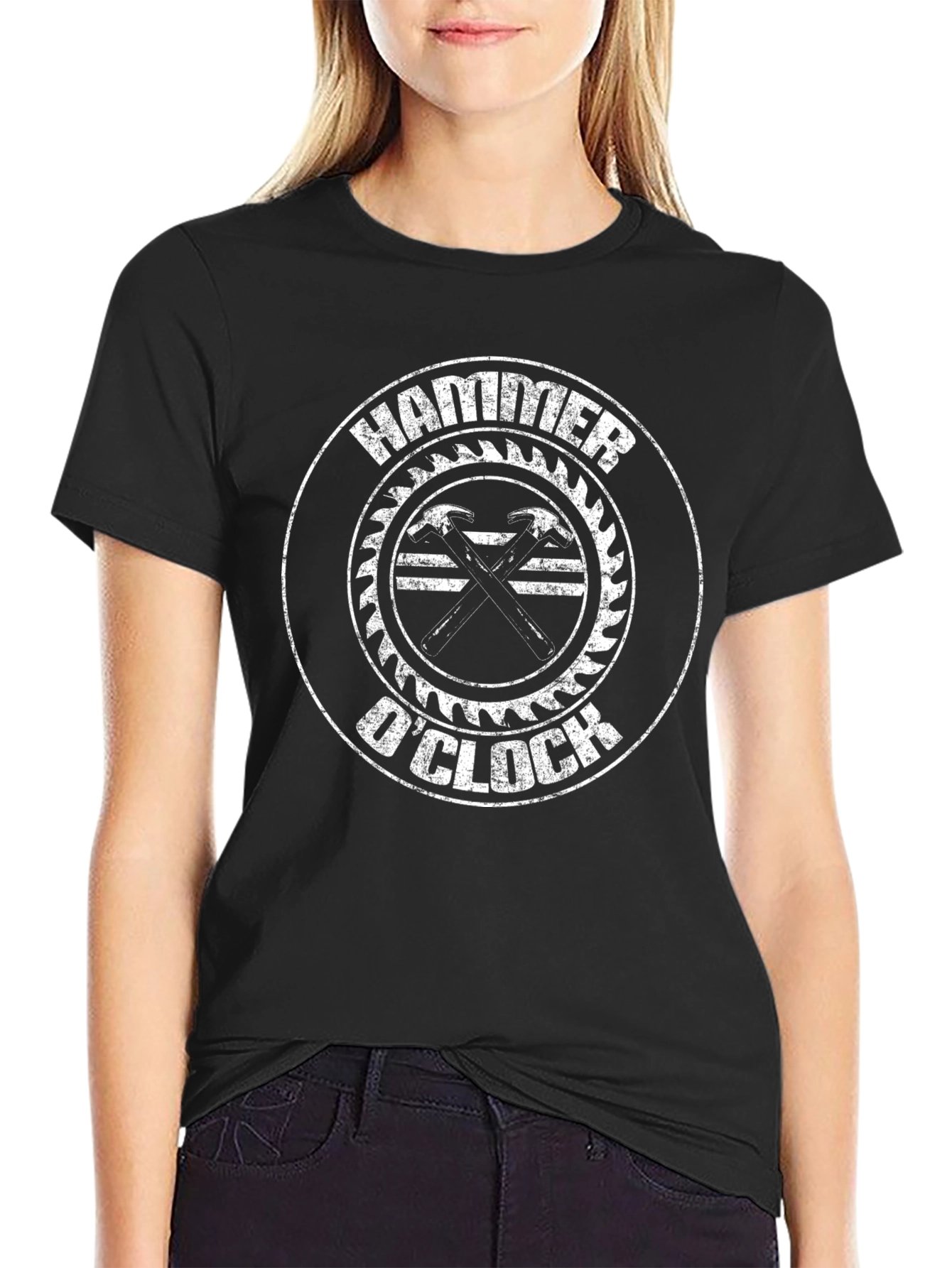 Hammer OClock Graphic T-Shirt - Black Crew Neck Tee