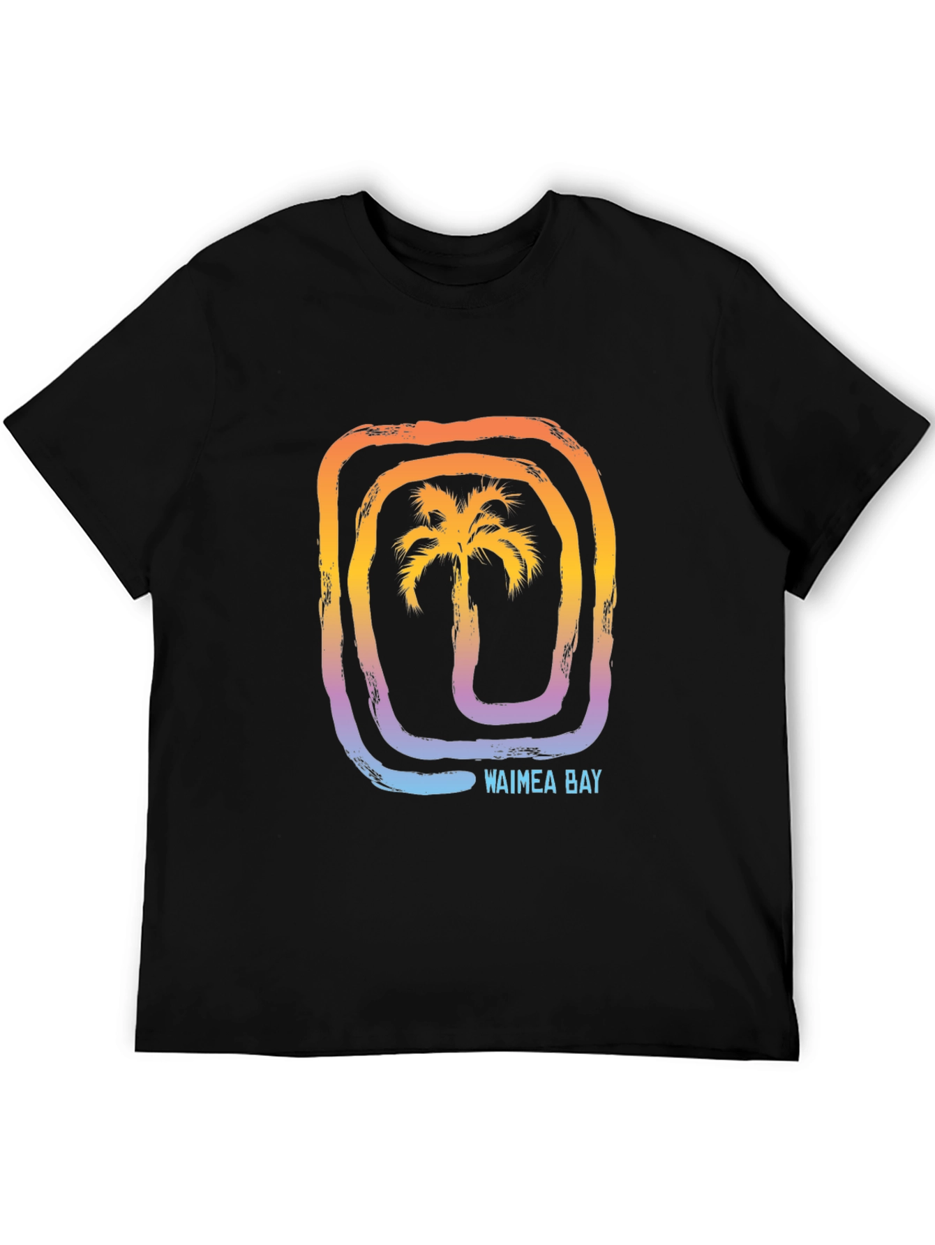 Waimea Bay Palm Tree Graphic T-Shirt - Black