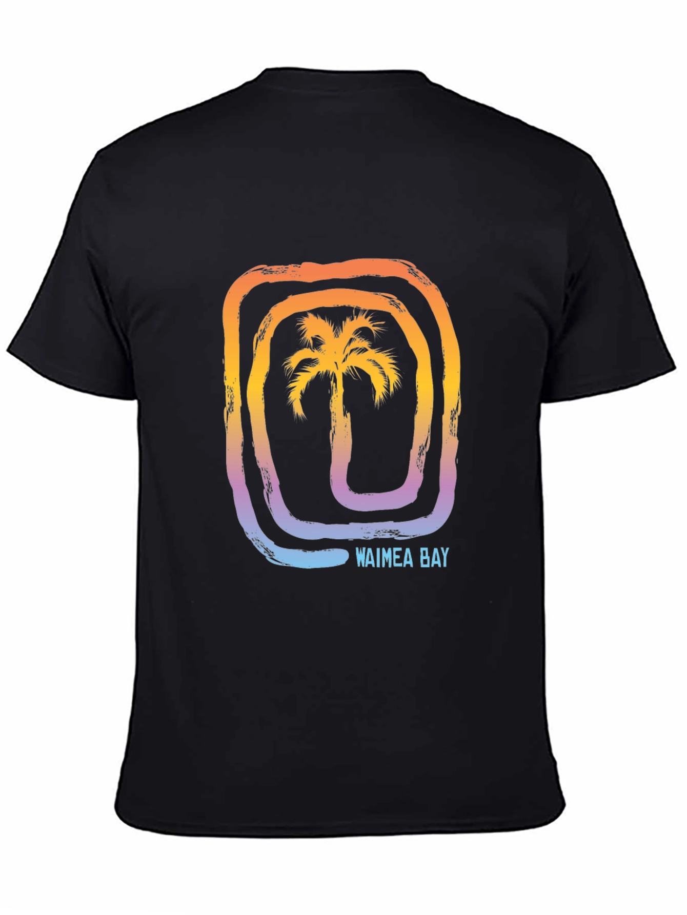 Waimea Bay Palm Tree Graphic T-Shirt - Black