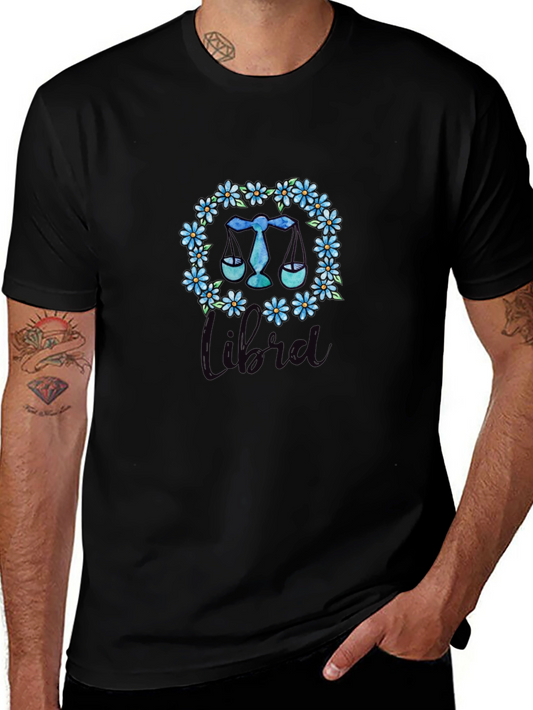 Libra Zodiac Floral Wreath T-Shirt