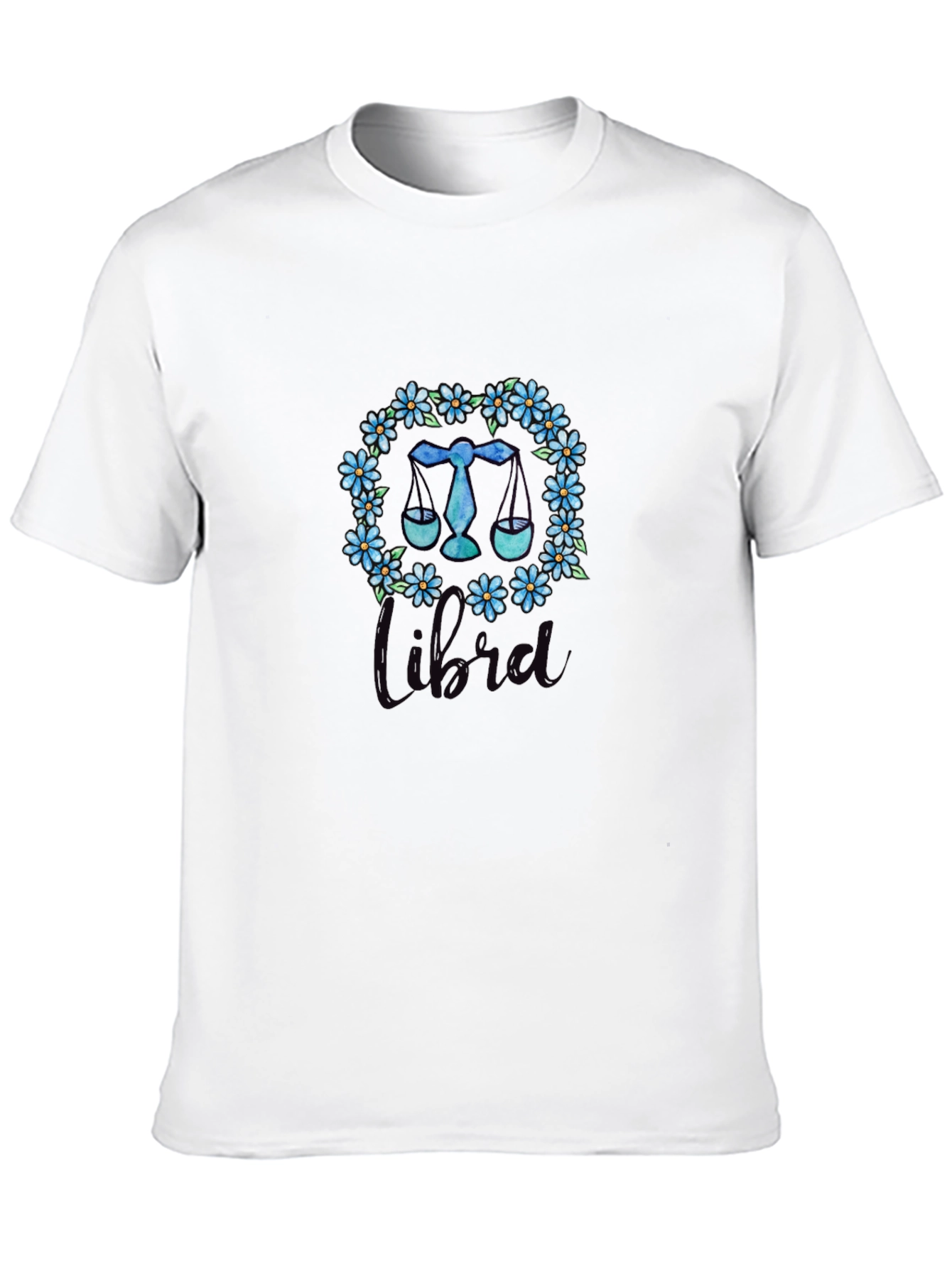 Libra Zodiac Floral Wreath T-Shirt