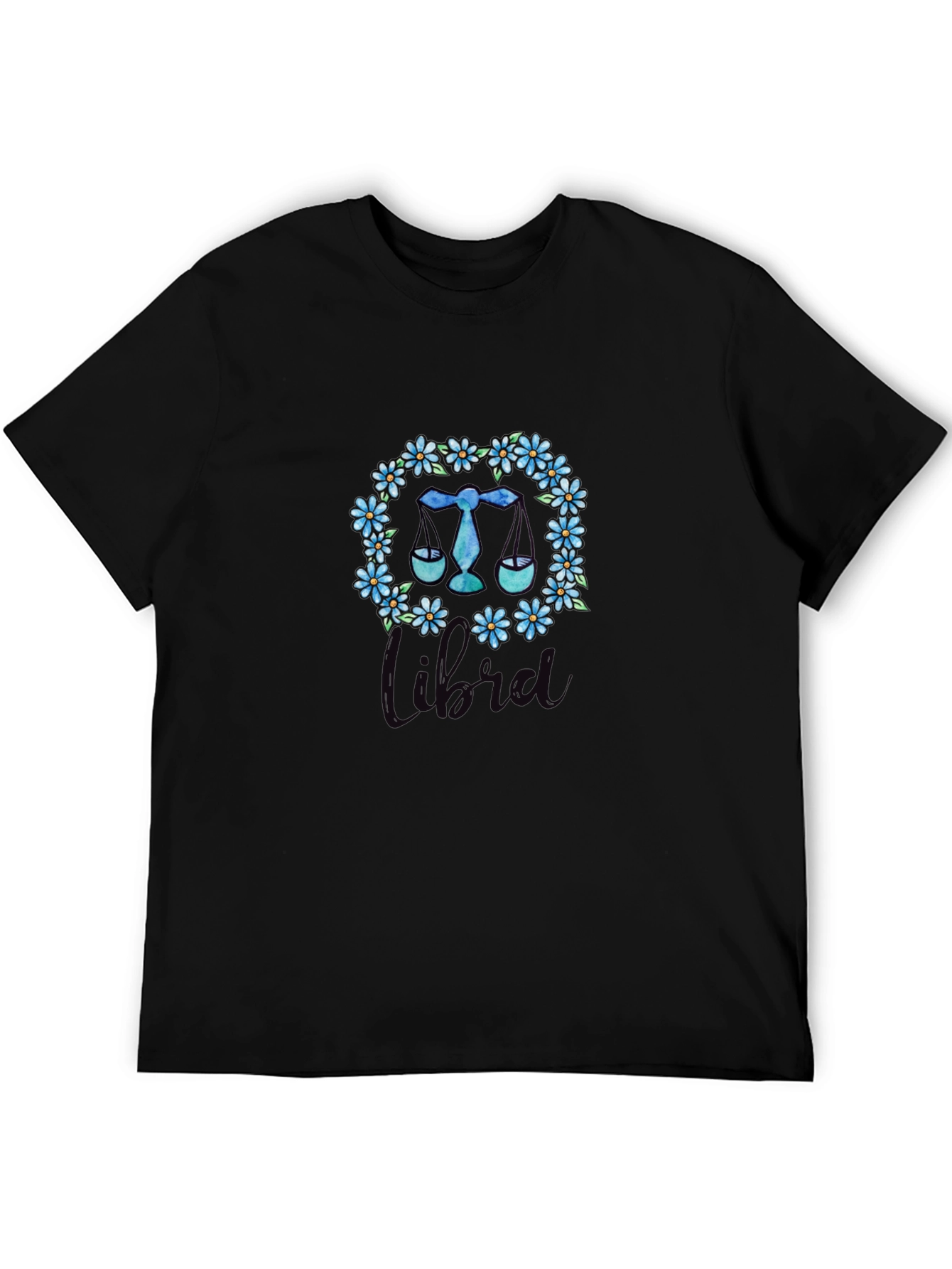 Libra Zodiac Floral Wreath T-Shirt