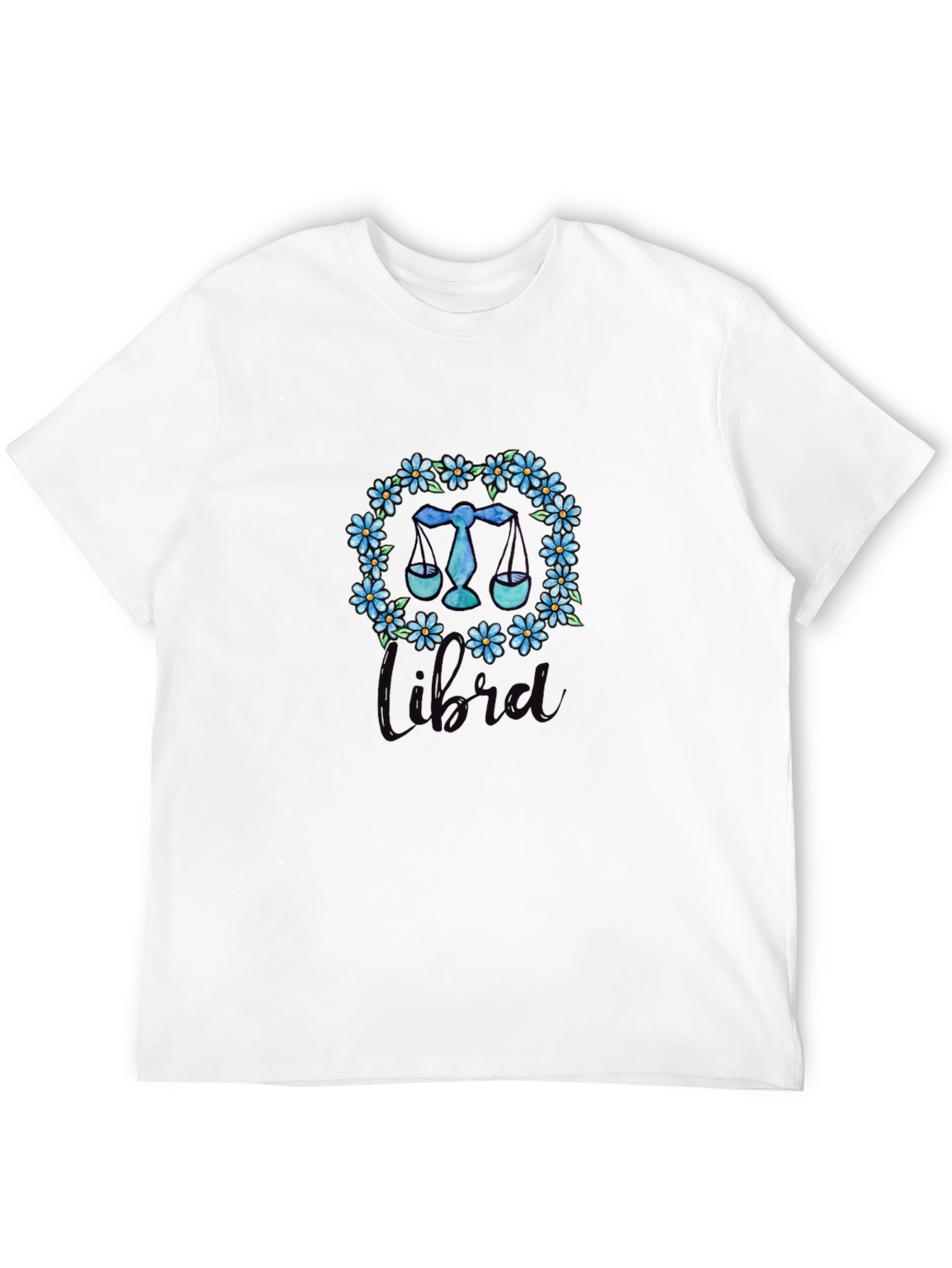 Libra Zodiac Floral Wreath T-Shirt