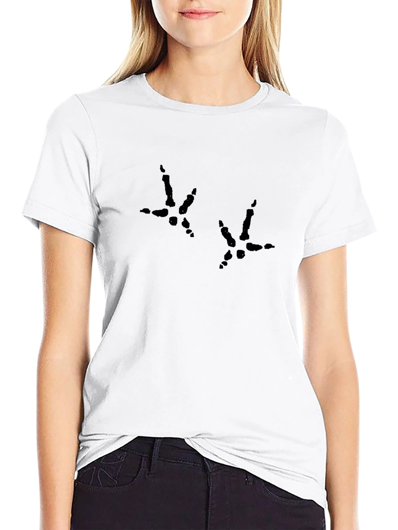 Black T-Shirt with Chicken Footprint Design