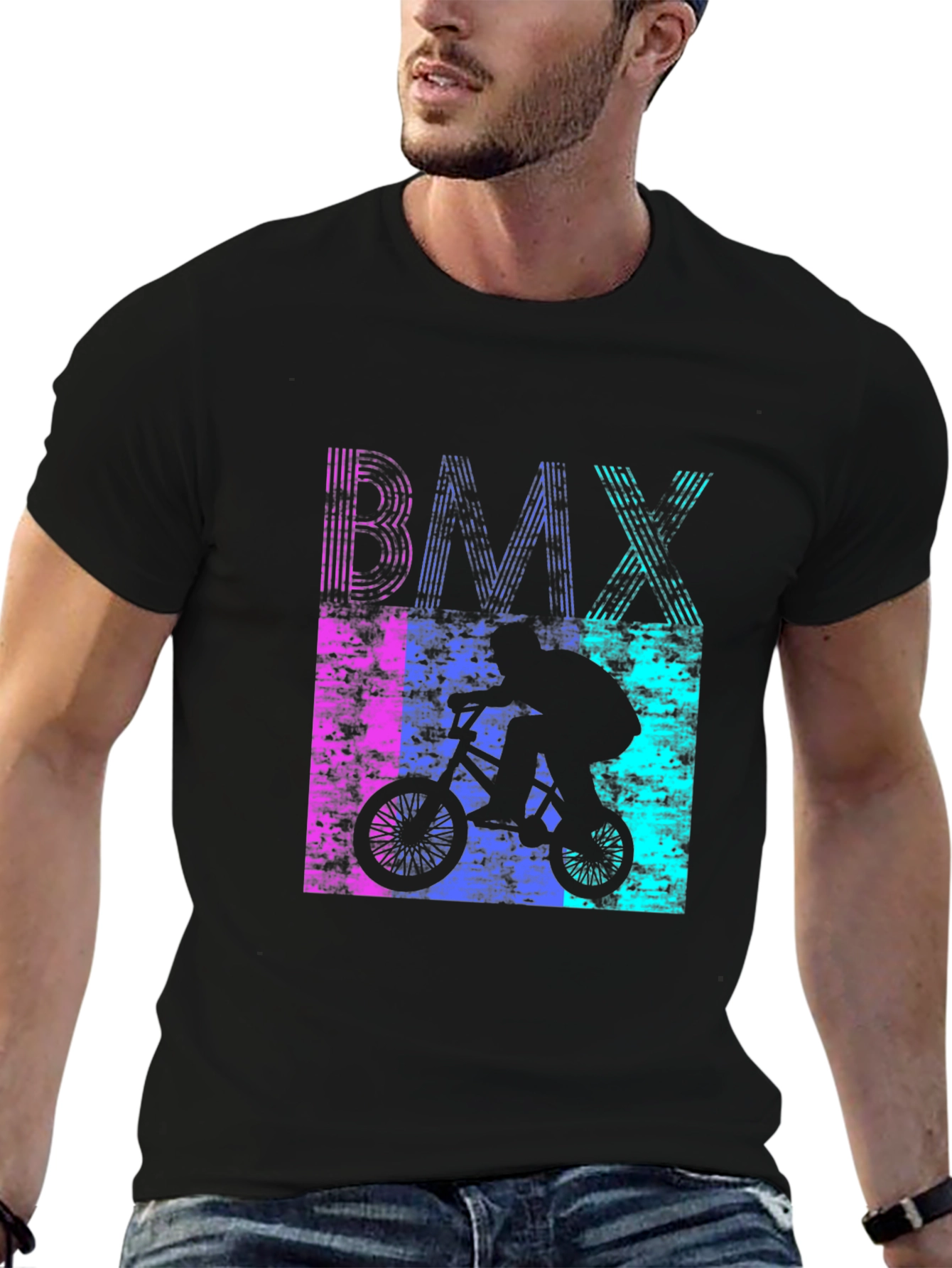 Retro BMX Rider Graphic Tee - Black